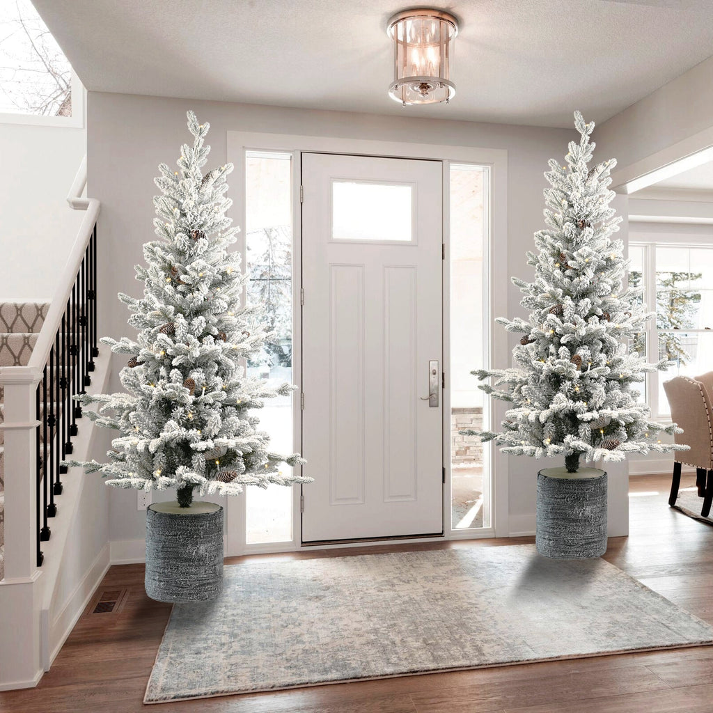 2FT Flocked Christmas Tree with Pot Base