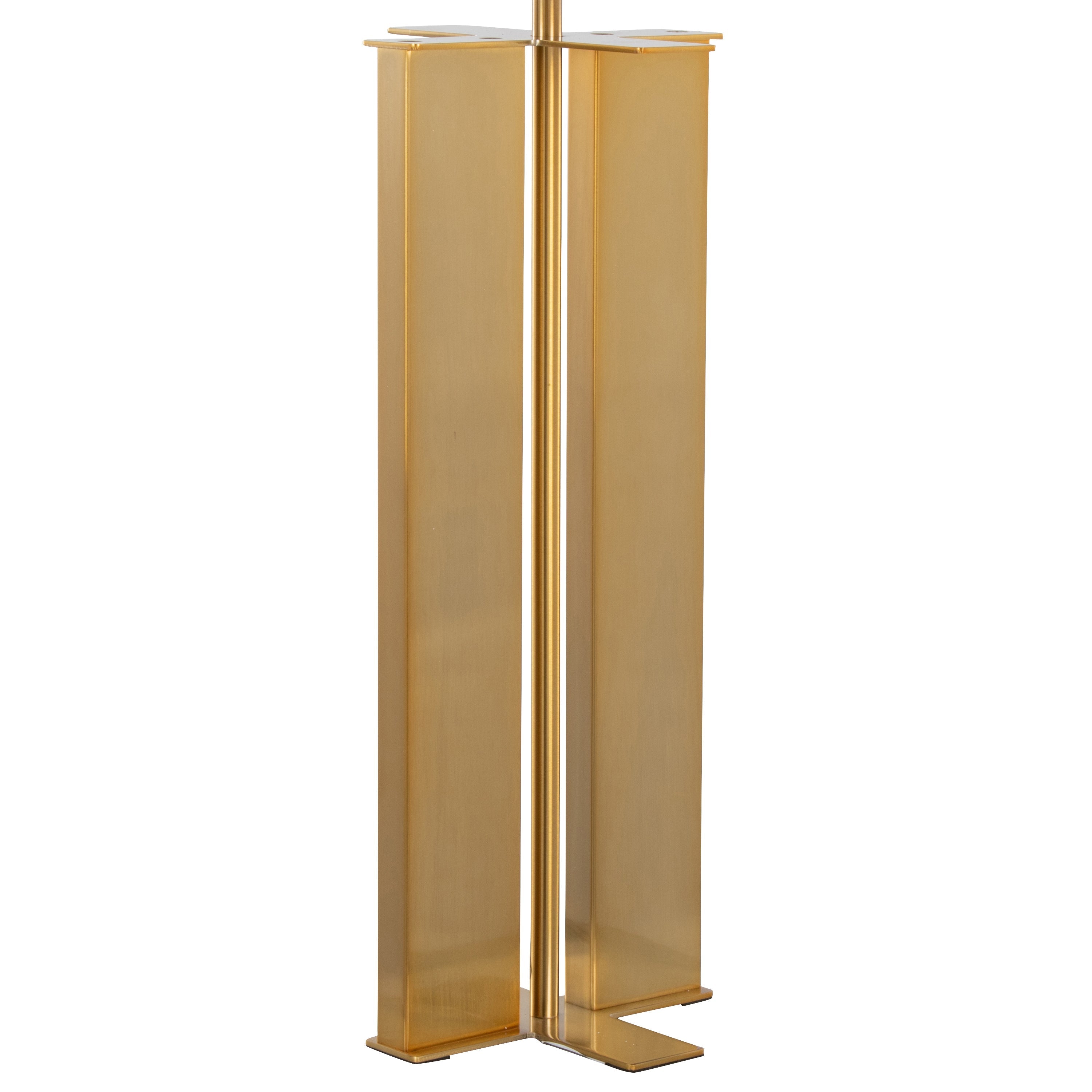 Cosmo 28' Glam Metal Table Lamp in Antique Brass and White Linen