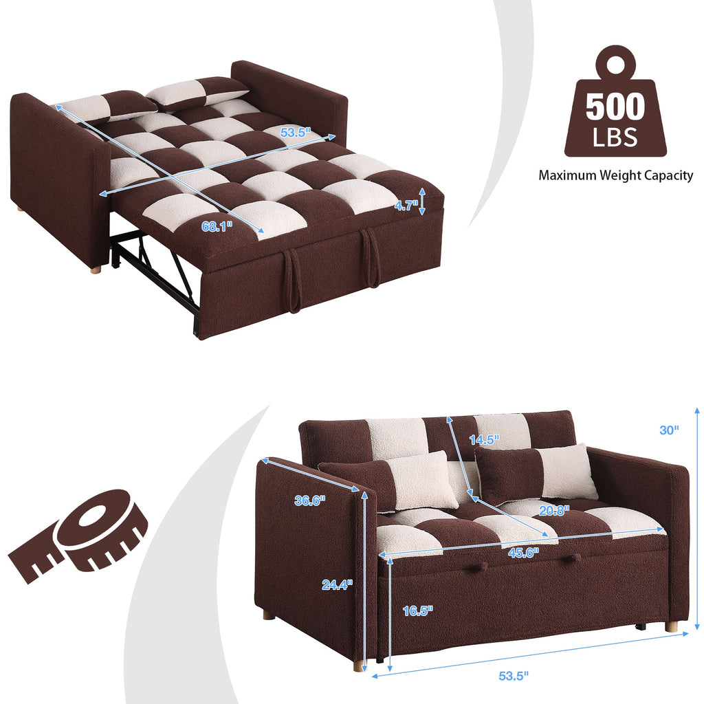 3-in-1 Convertible Sleeper Sofa Bed – Small Pull-Out Loveseat with Adjustable Backrest