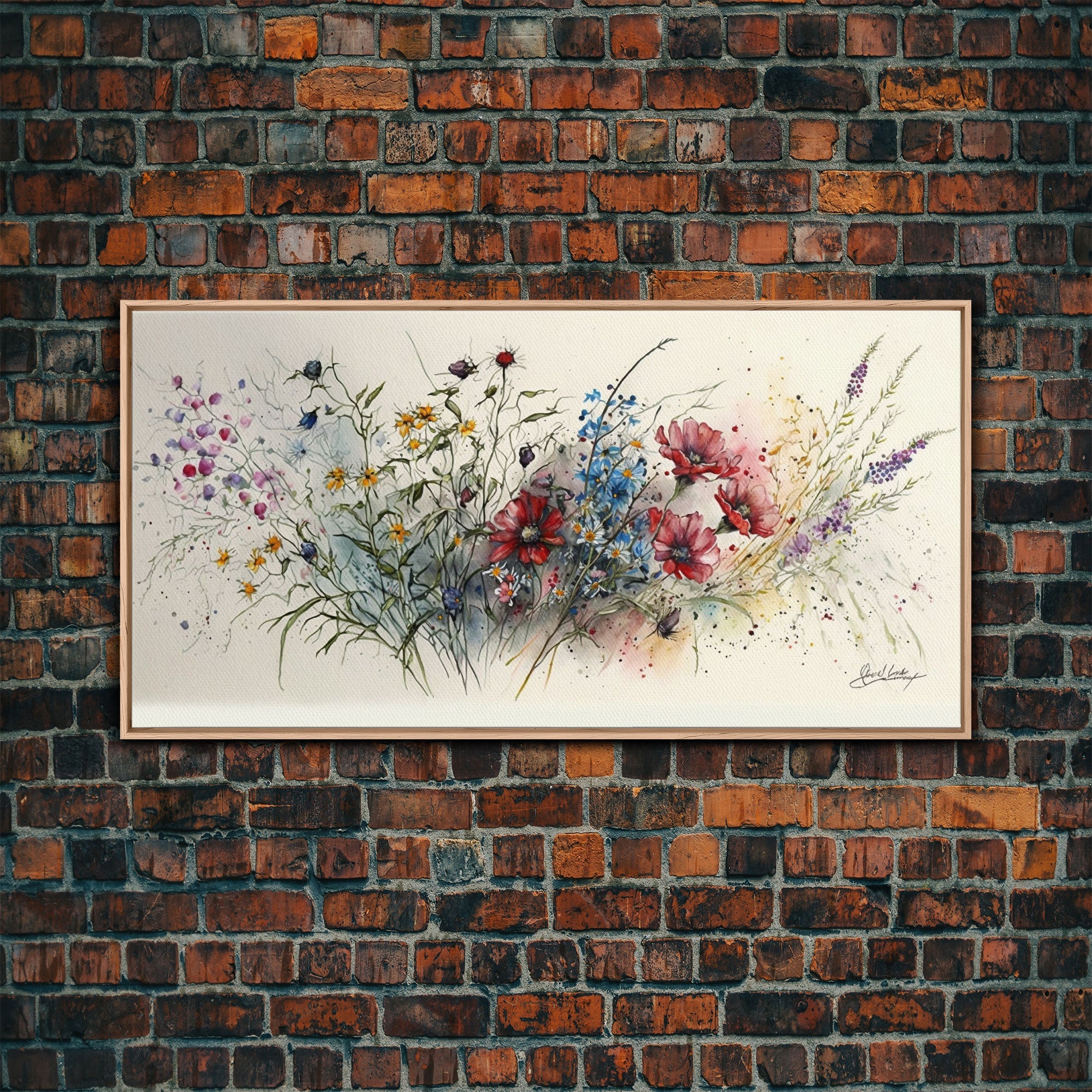 Wildflower Watercolor Canvas Print – Rustic Farmhouse Wall Art