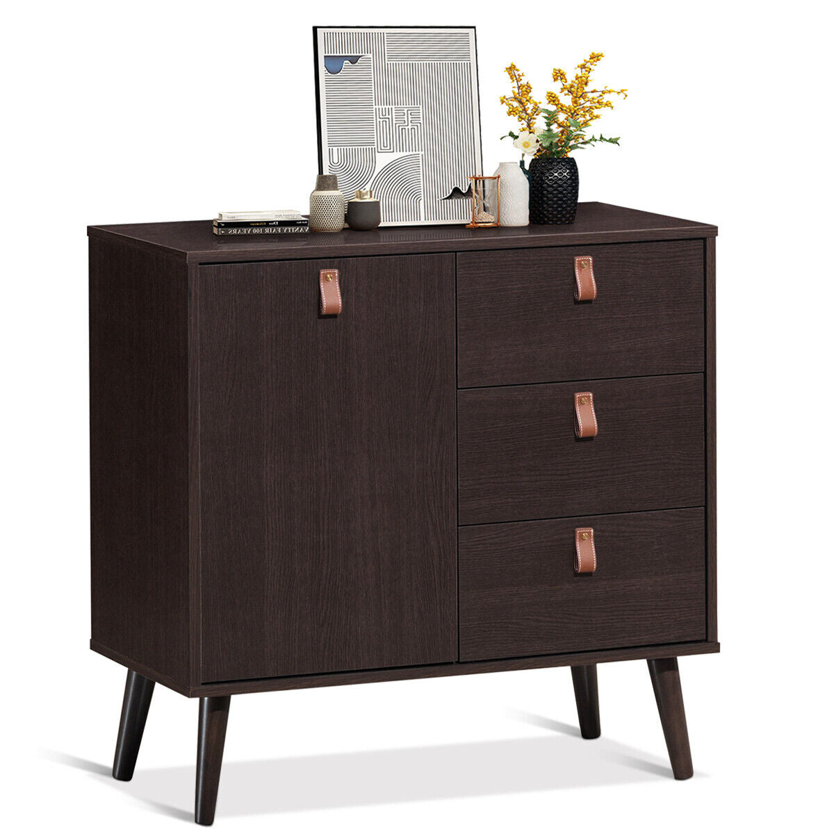 3-Drawer Sideboard Storage & Display Cabinet – Brown