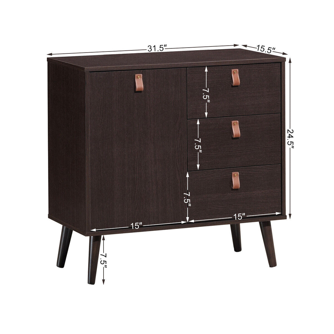 3-Drawer Sideboard Storage & Display Cabinet – Brown