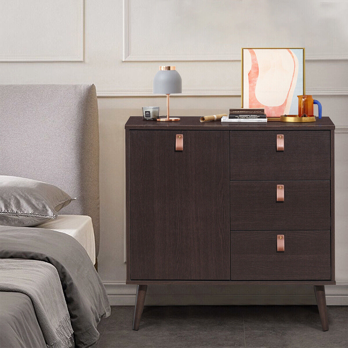 3-Drawer Sideboard Storage & Display Cabinet – Brown