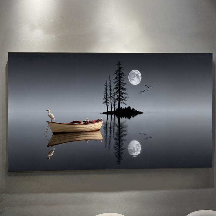 Modern Minimalist Night Lake Wall Art for Home Decor