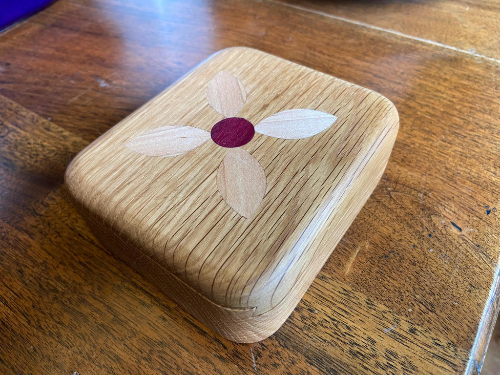 Small sliding dovetail box for desktop or bureau to hold desktop, keepsake or jewelry items.