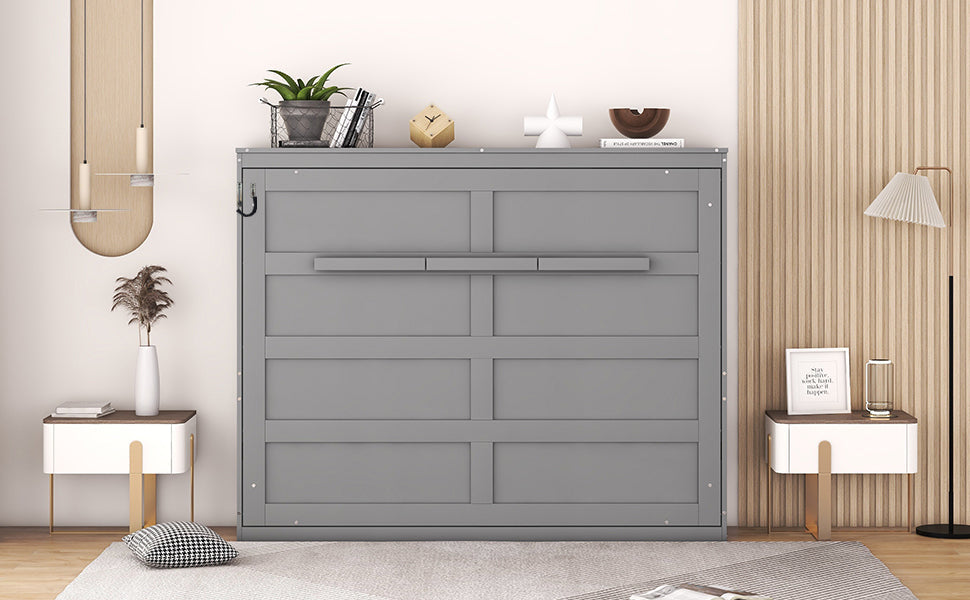 Full Size Gray Murphy Bed Wall Bed - Space Saving Solution