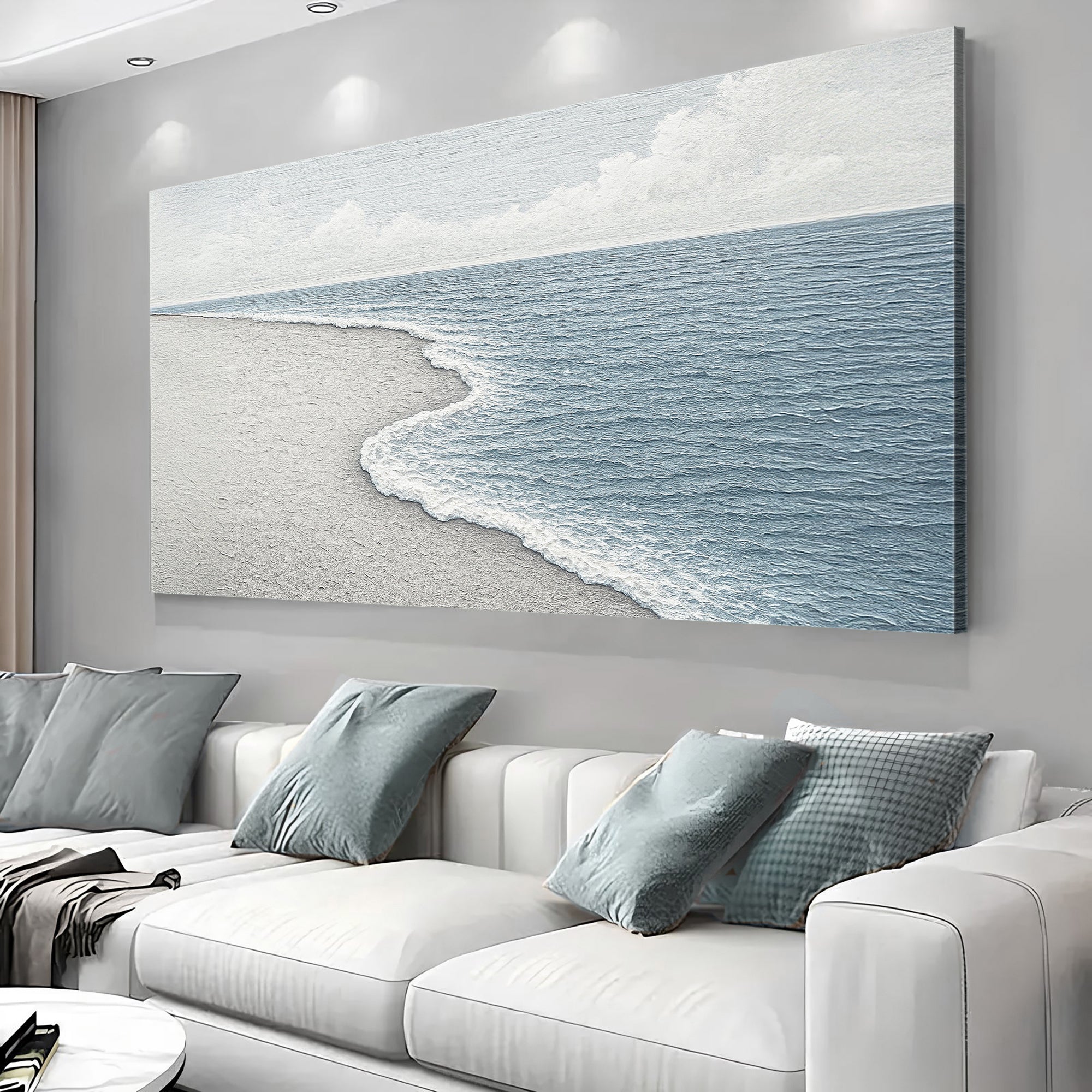 Abstract Beach Shore Wall Art for Coastal Home Decor