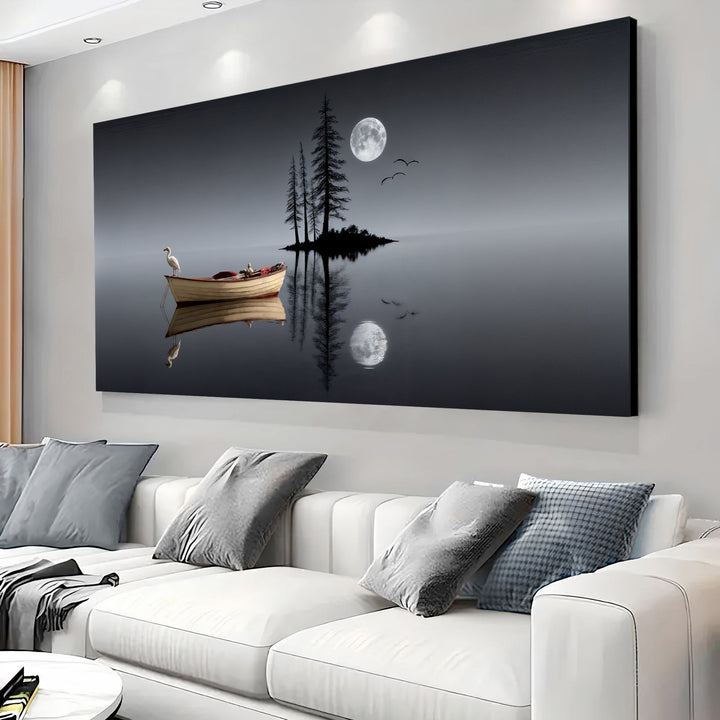 Modern Minimalist Night Lake Wall Art for Home Decor
