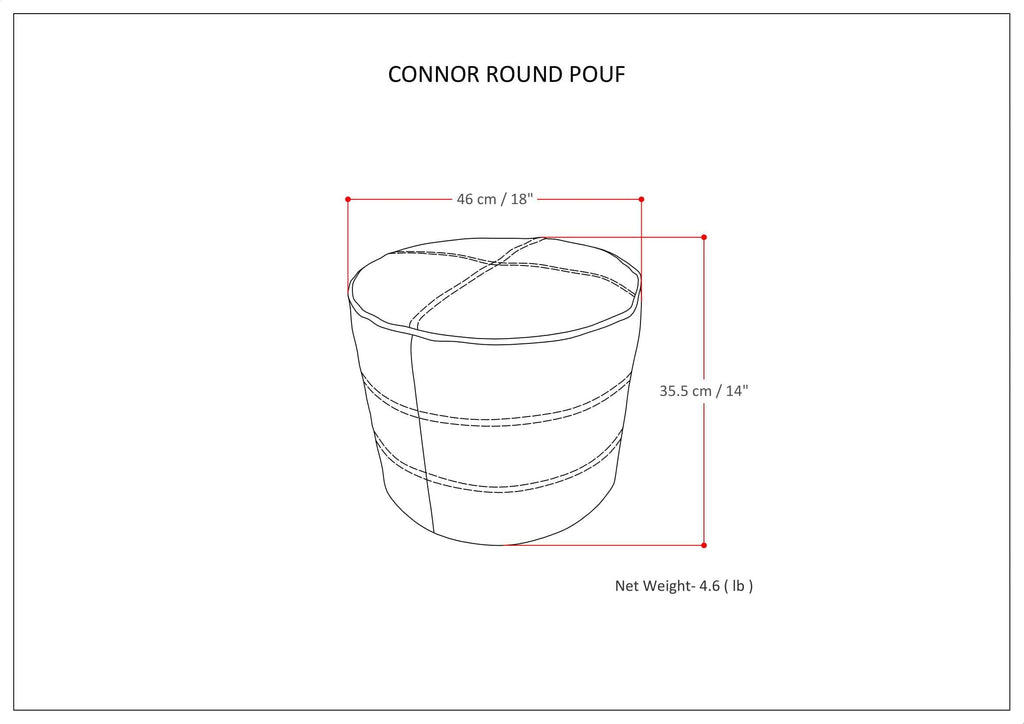 Connor Round Pouf - Distressed Black