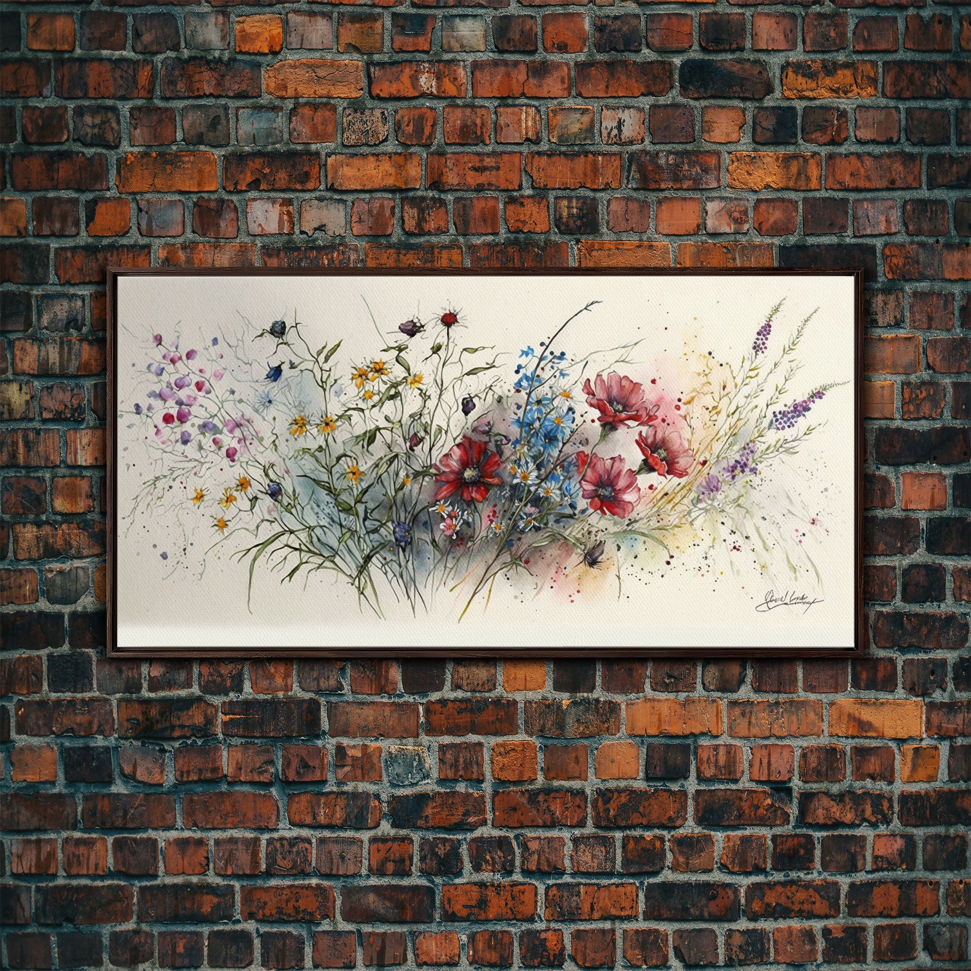 Wildflower Watercolor Canvas Print – Rustic Farmhouse Wall Art