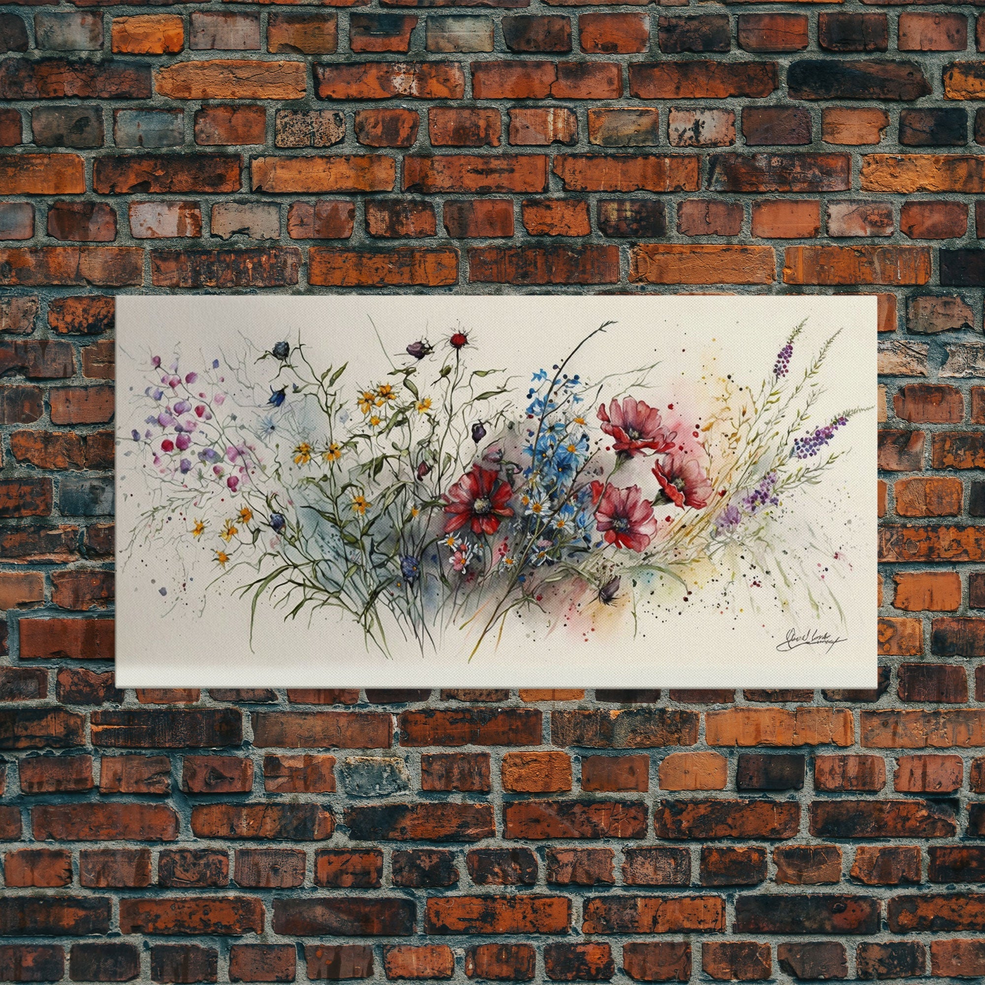 Wildflower Watercolor Canvas Print – Rustic Farmhouse Wall Art