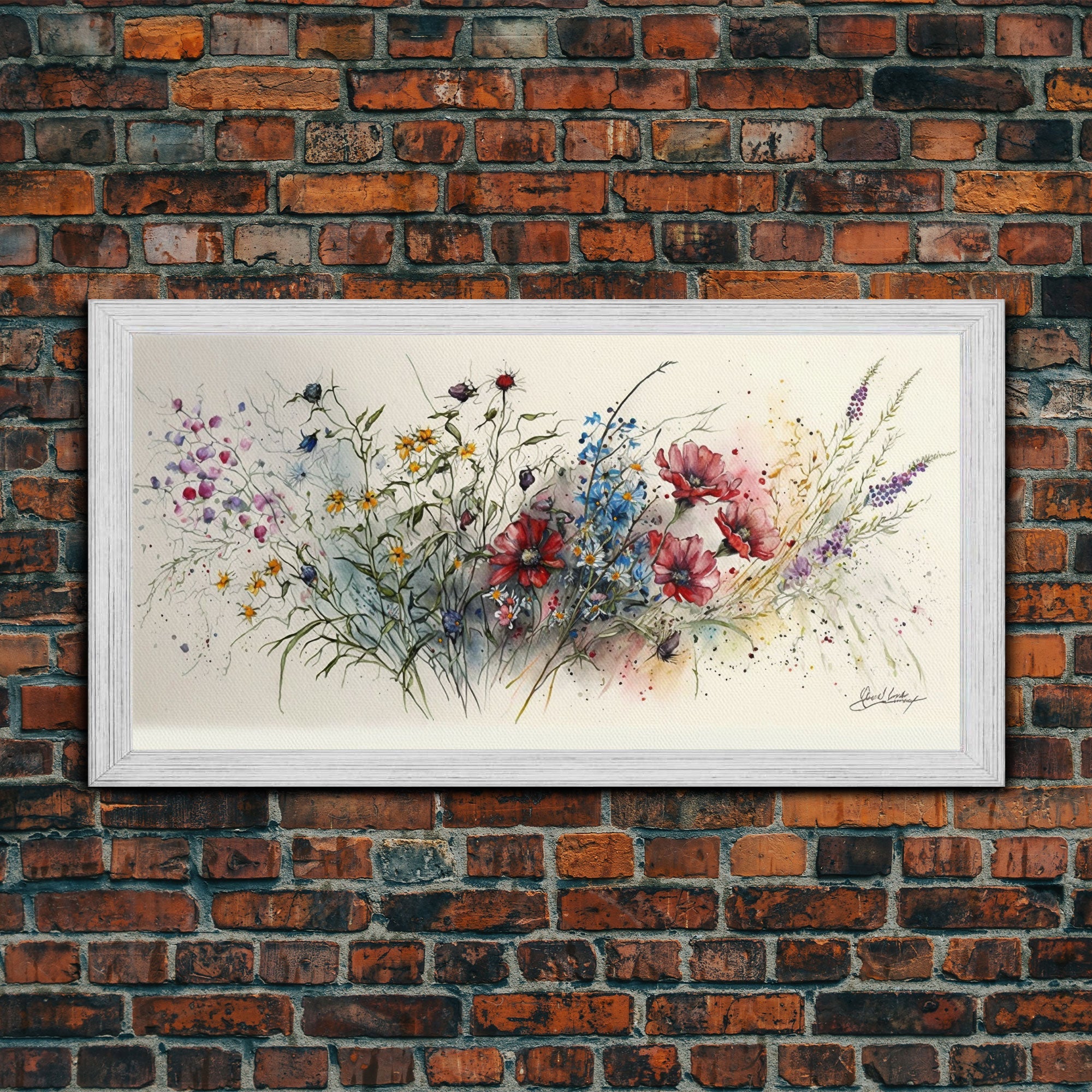 Wildflower Watercolor Canvas Print – Rustic Farmhouse Wall Art