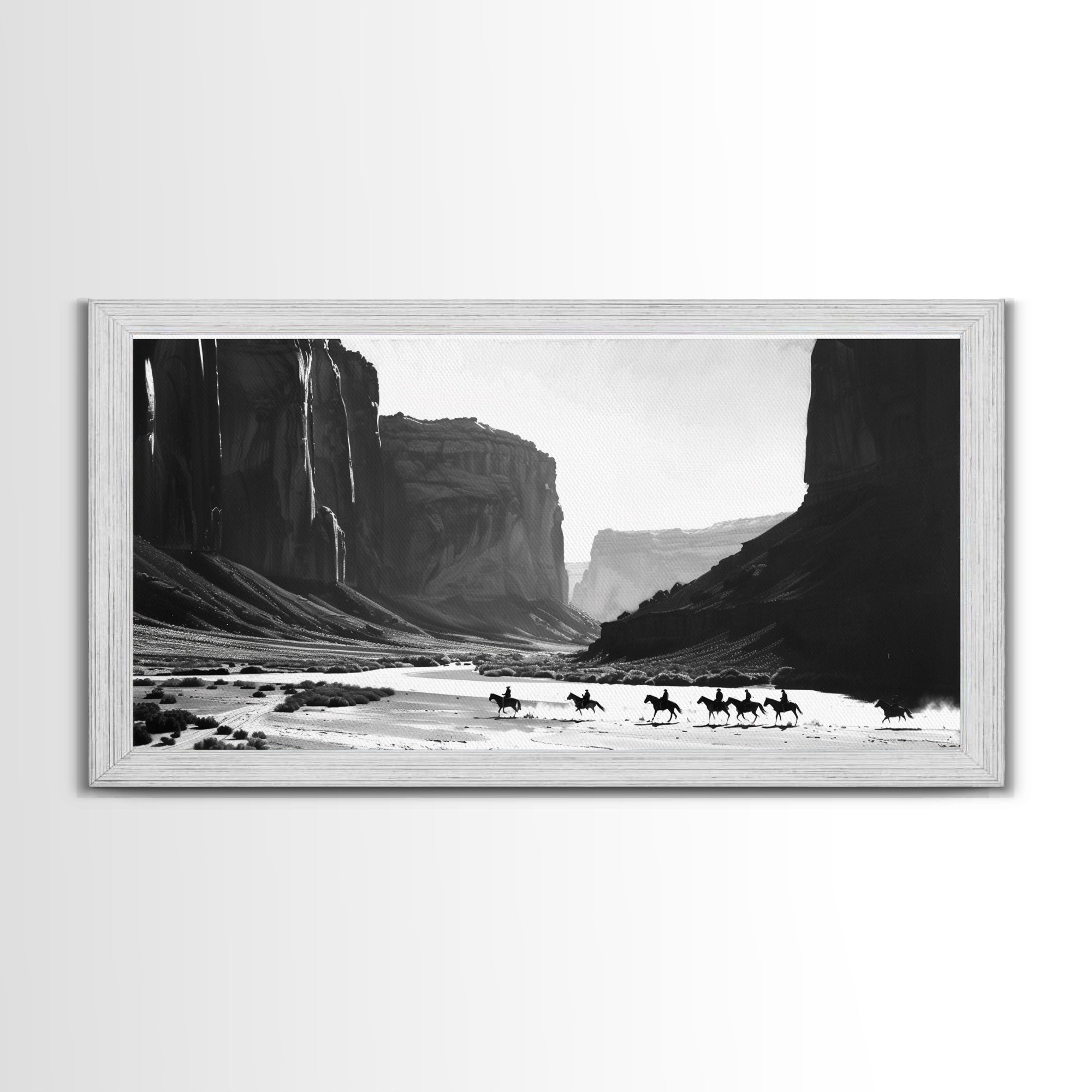 Cowboys Riding Canyon – Western Framed Canvas Wall Art