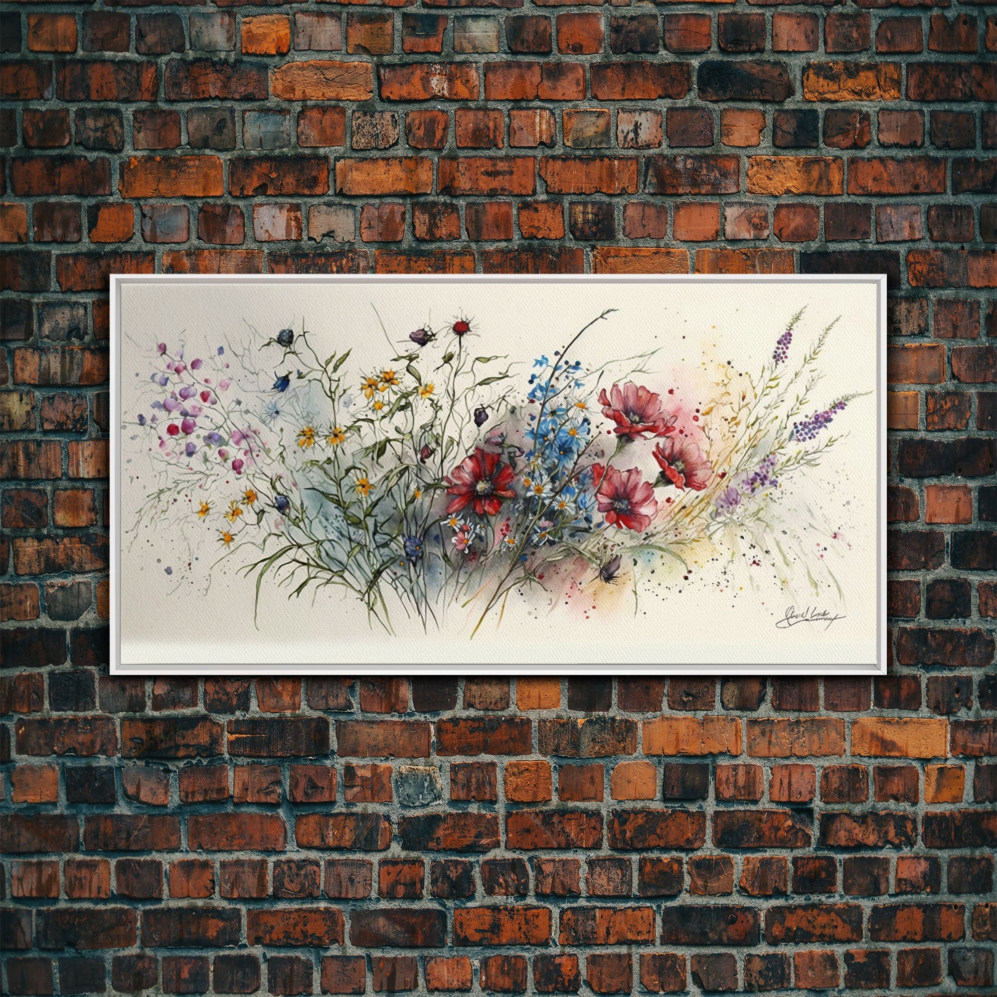 Wildflower Watercolor Canvas Print – Rustic Farmhouse Wall Art