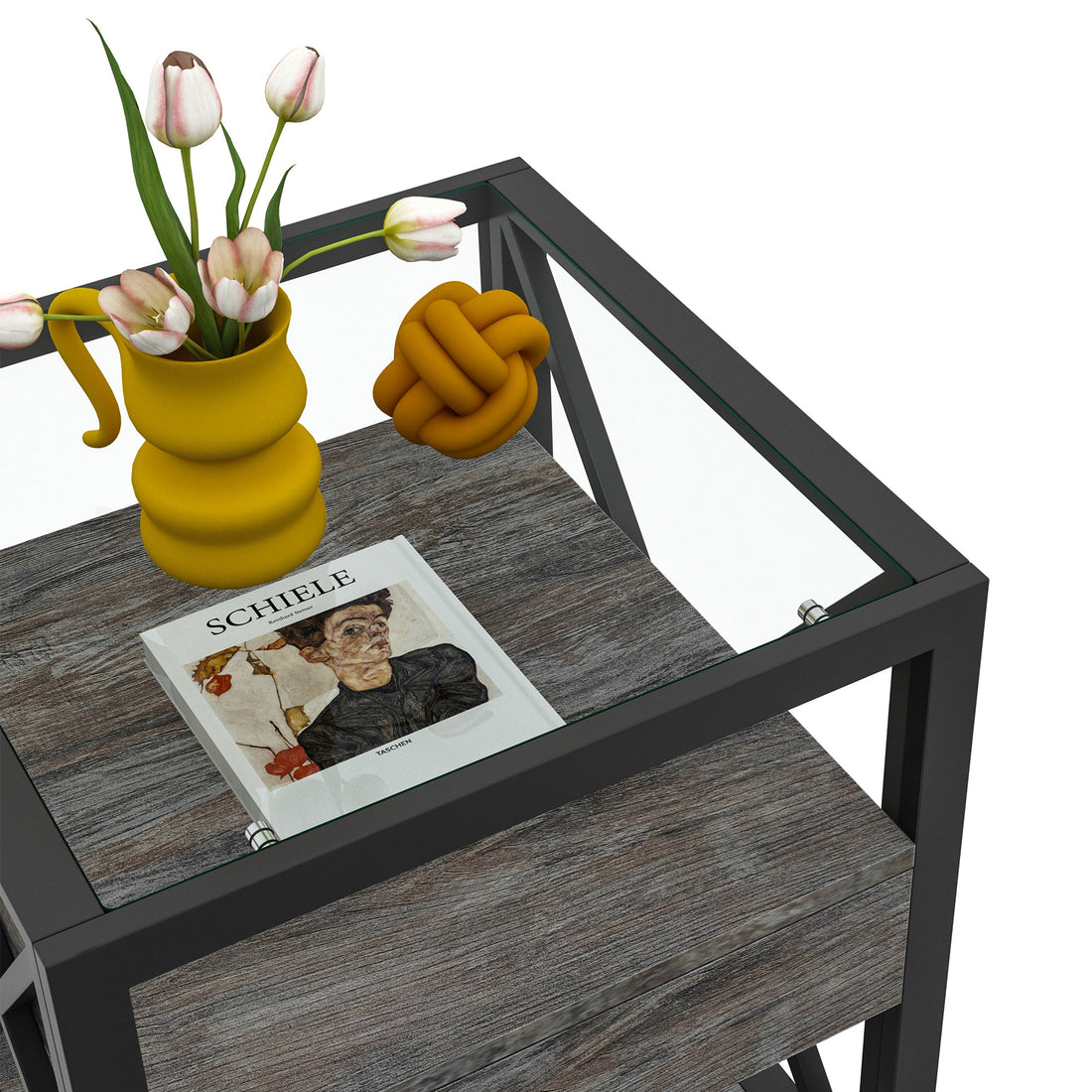 Set of 2 Modern End Tables with Drawer - Nightstand