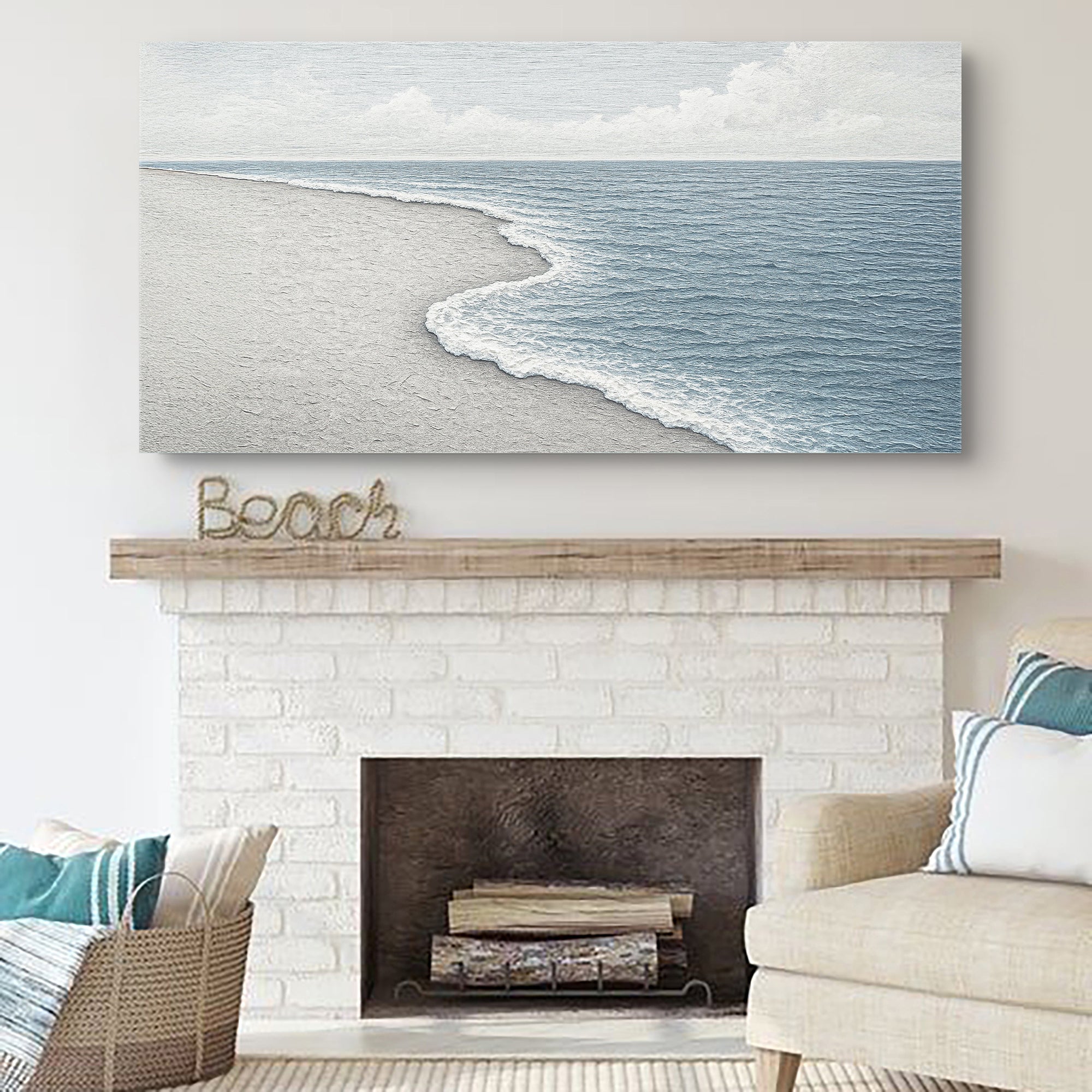 Abstract Beach Shore Wall Art for Coastal Home Decor