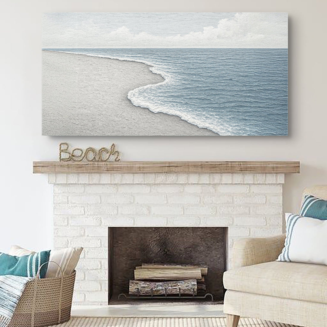 Abstract Beach Shore Wall Art for Coastal Home Decor