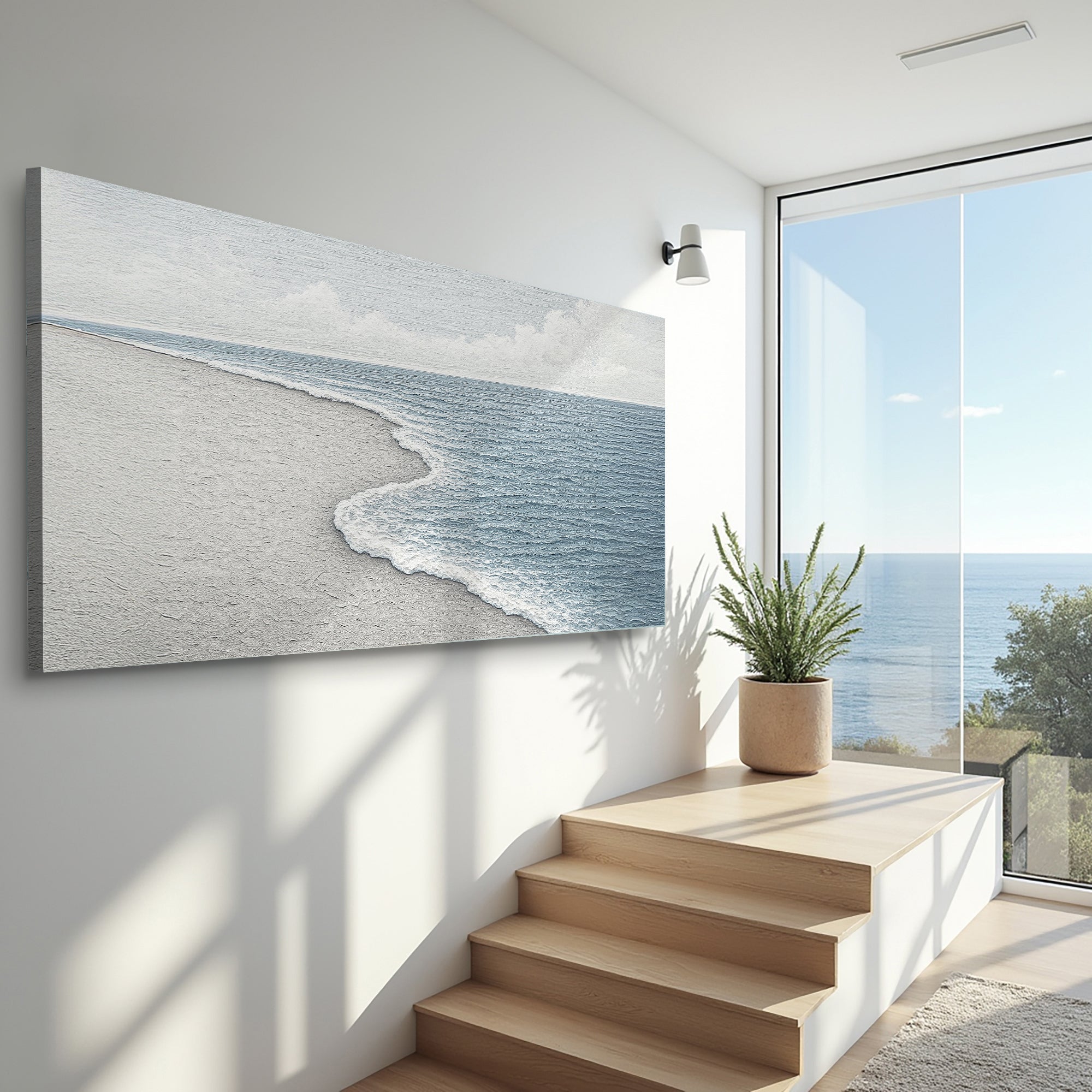 Abstract Beach Shore Wall Art for Coastal Home Decor