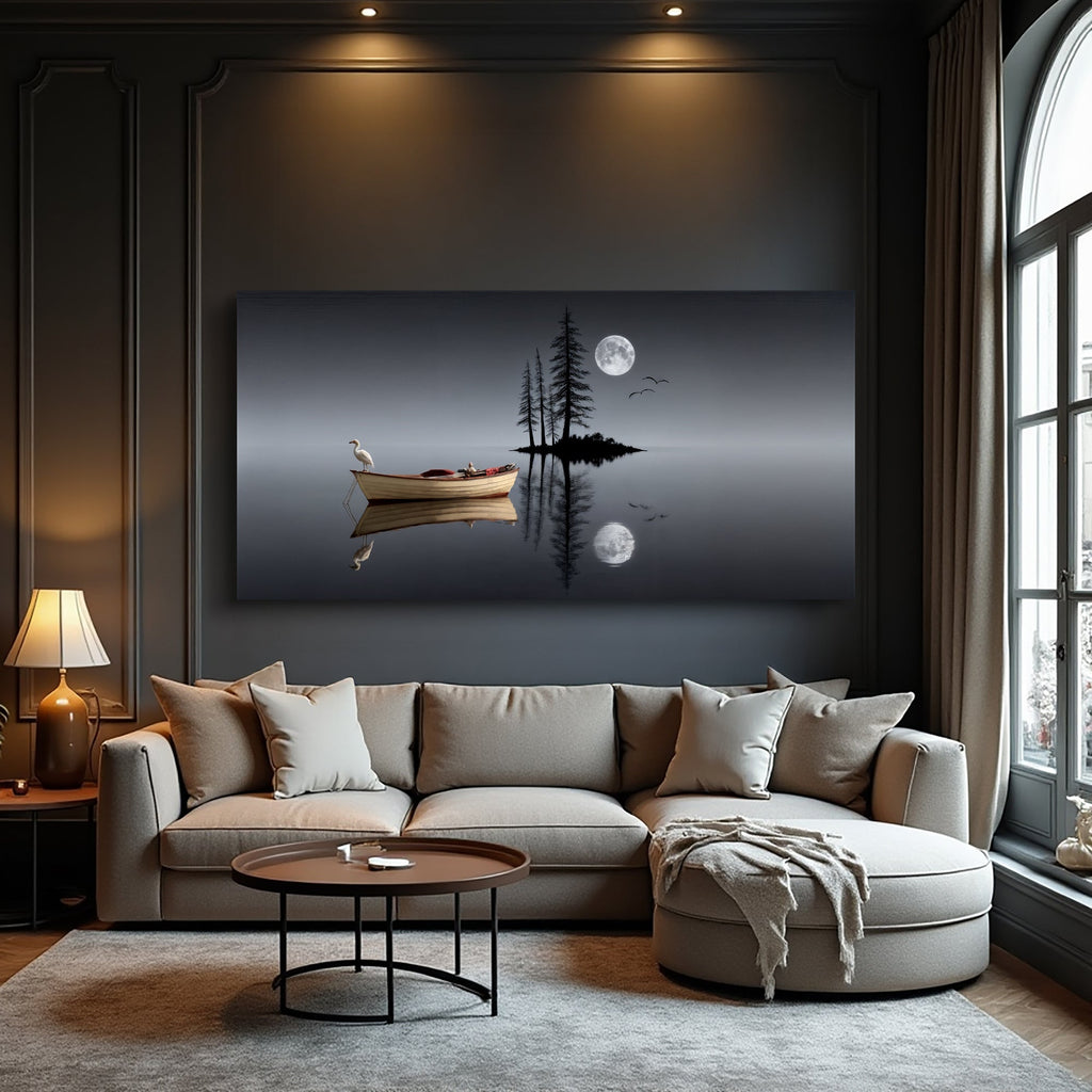 Modern Minimalist Night Lake Wall Art for Home Decor