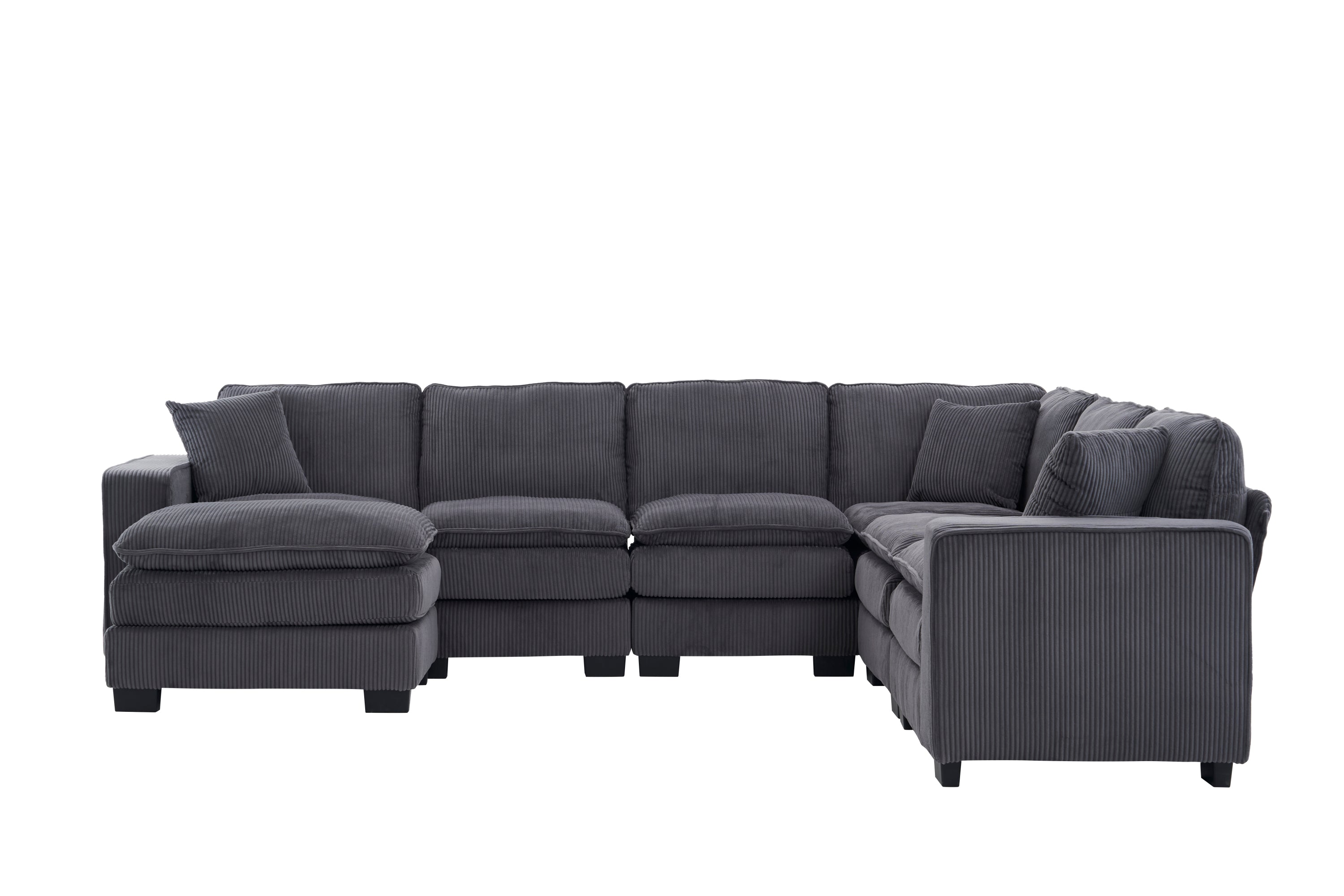 Modern U Shaped 6-Seat Sectional Sofa Couch with Ottoman