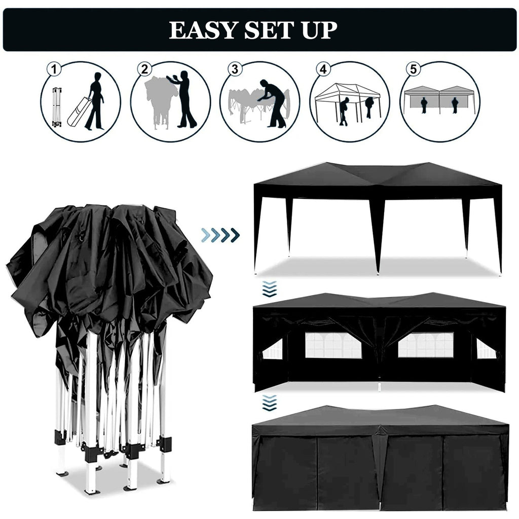 10'x20' Folding Canopy with 6 Removable Sidewalls Outdoor Shelter