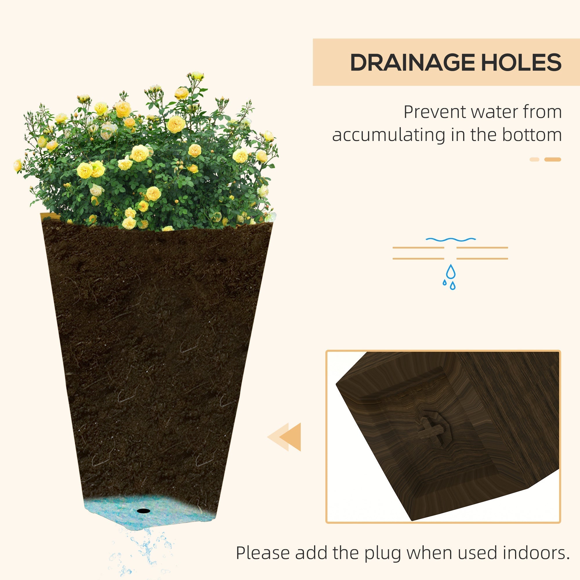 Outsunny 28" Tall Outdoor Planters, Set of 3 Large Taper Planters