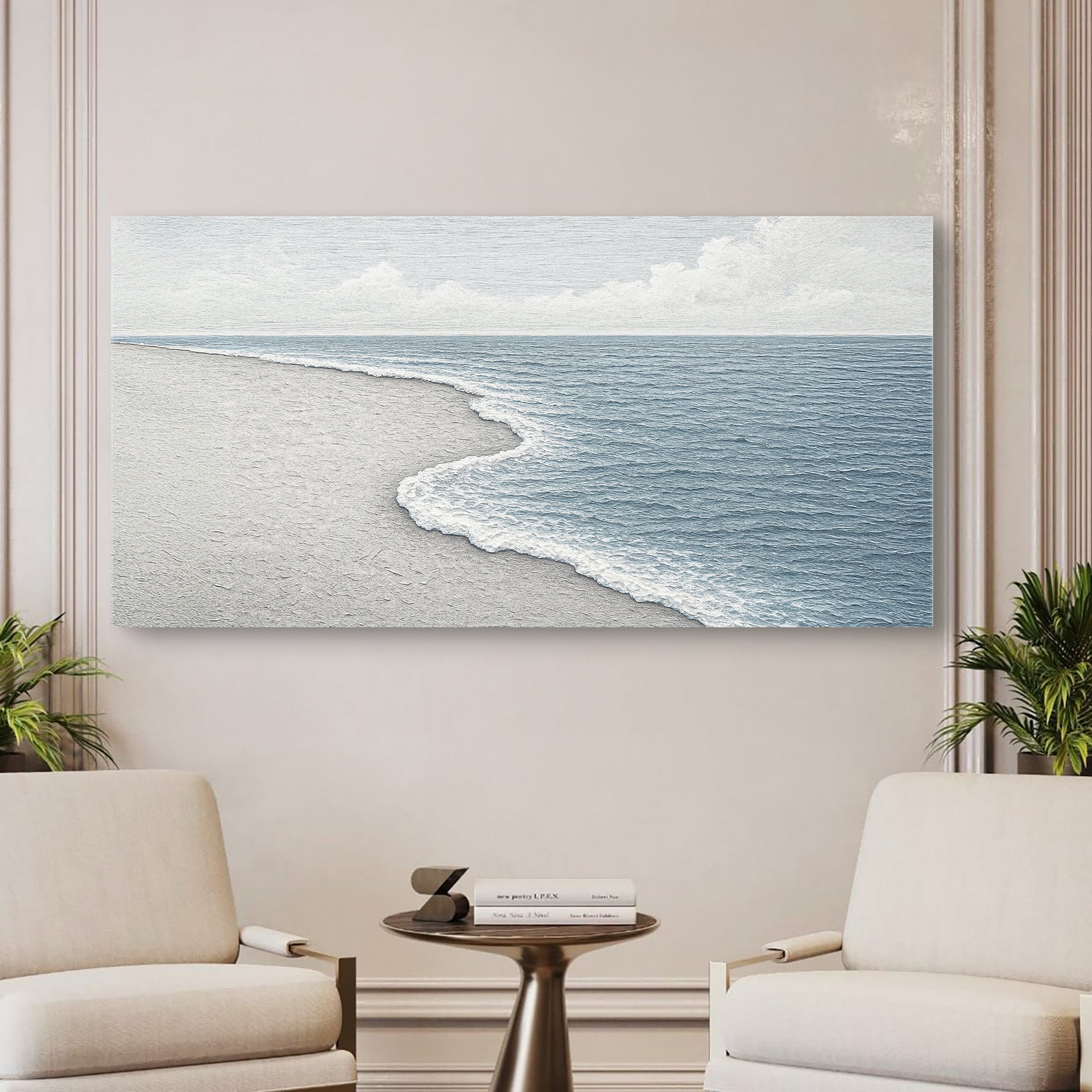 Abstract Beach Shore Wall Art for Coastal Home Decor