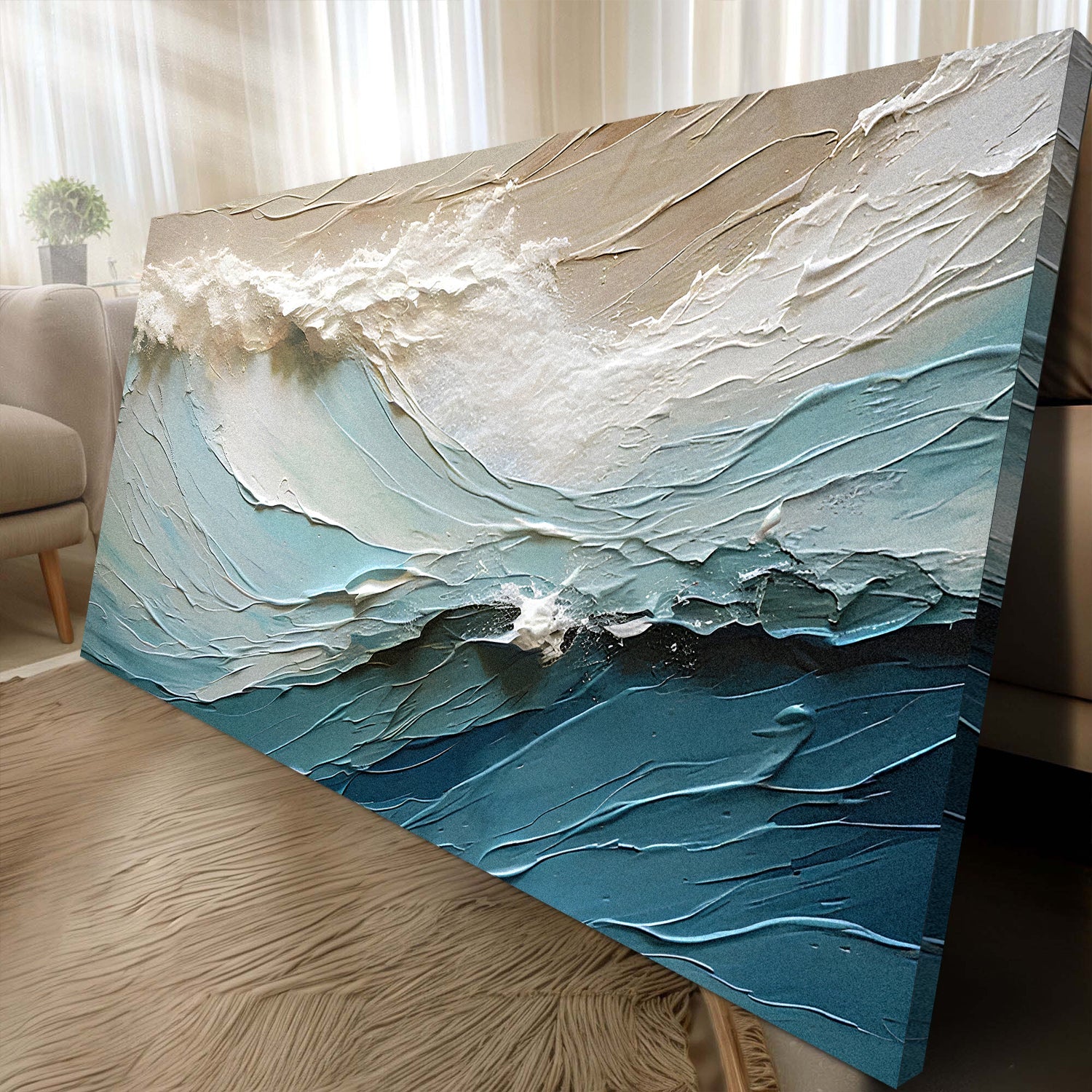 Beige Minimalist Abstract Wall Art for Modern Home Decor