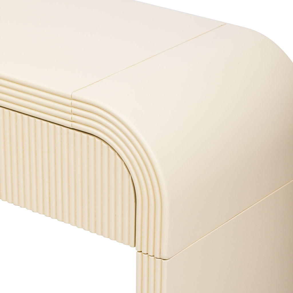 Entrance way tables, your 1st impression and convenience at hand. Modern Console Table with 2 Storage Drawers, Fluted Entryway Table with Rounded Silhouette for Hallway Living Room and Entryway (Apricot Cream)