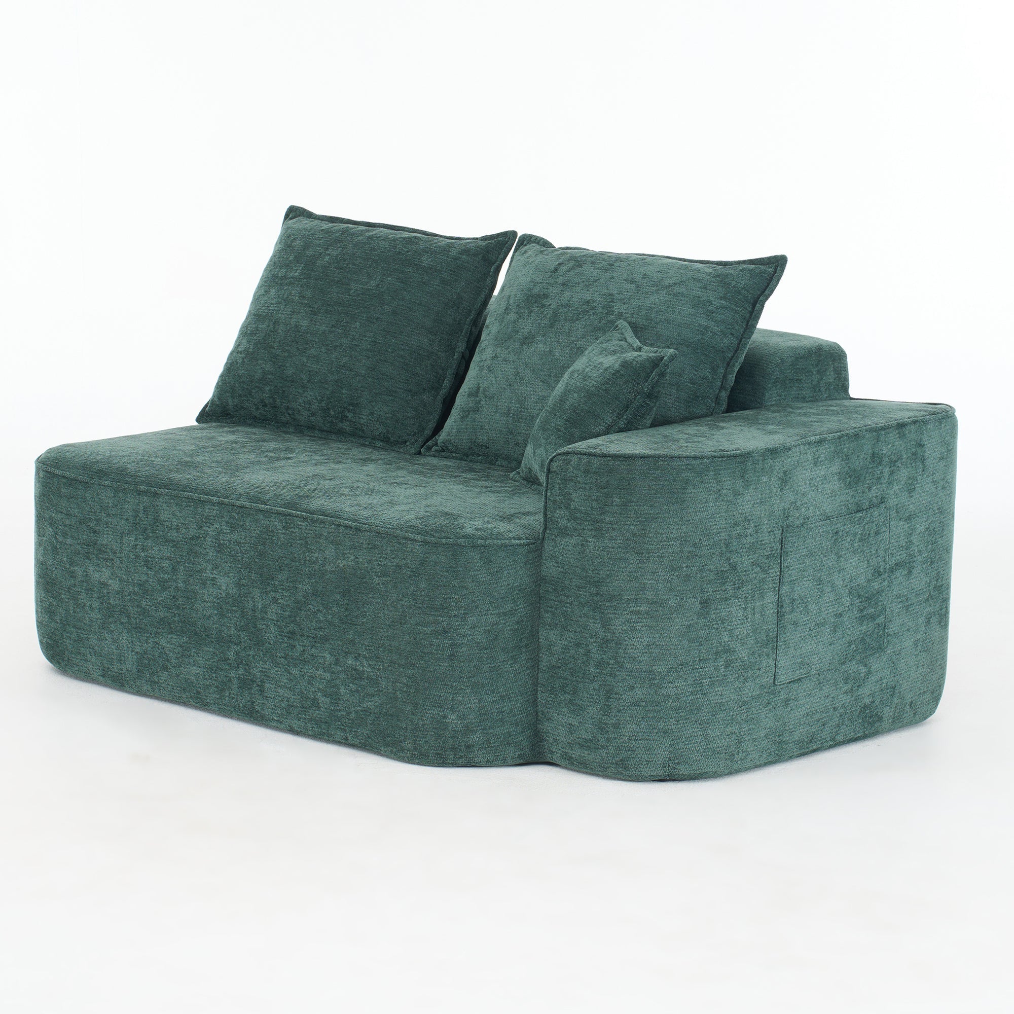 Modern Green Chenille L Shaped Sectional Sofa with Chaise