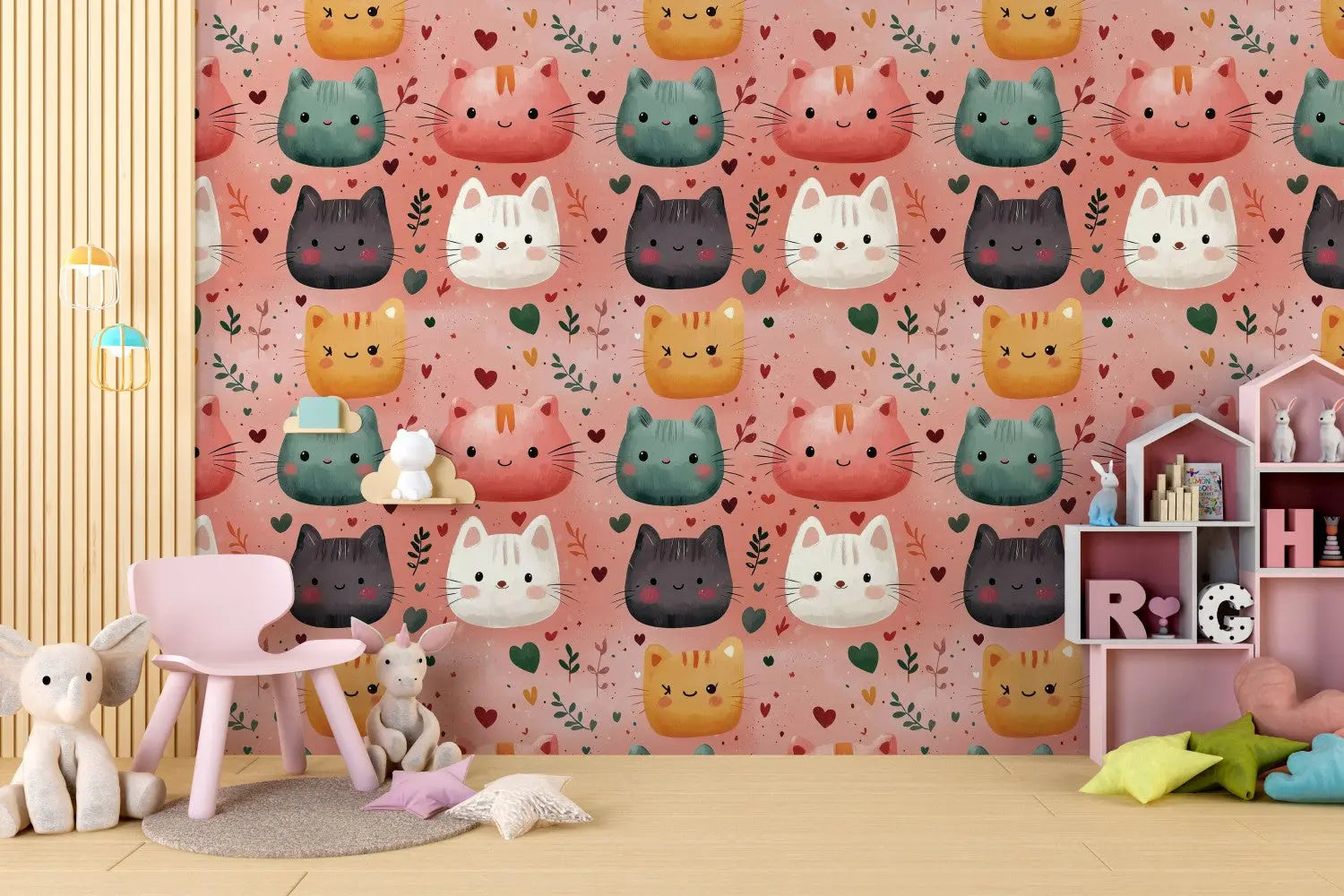 Cuddly Cats Whimsical Wallpaper