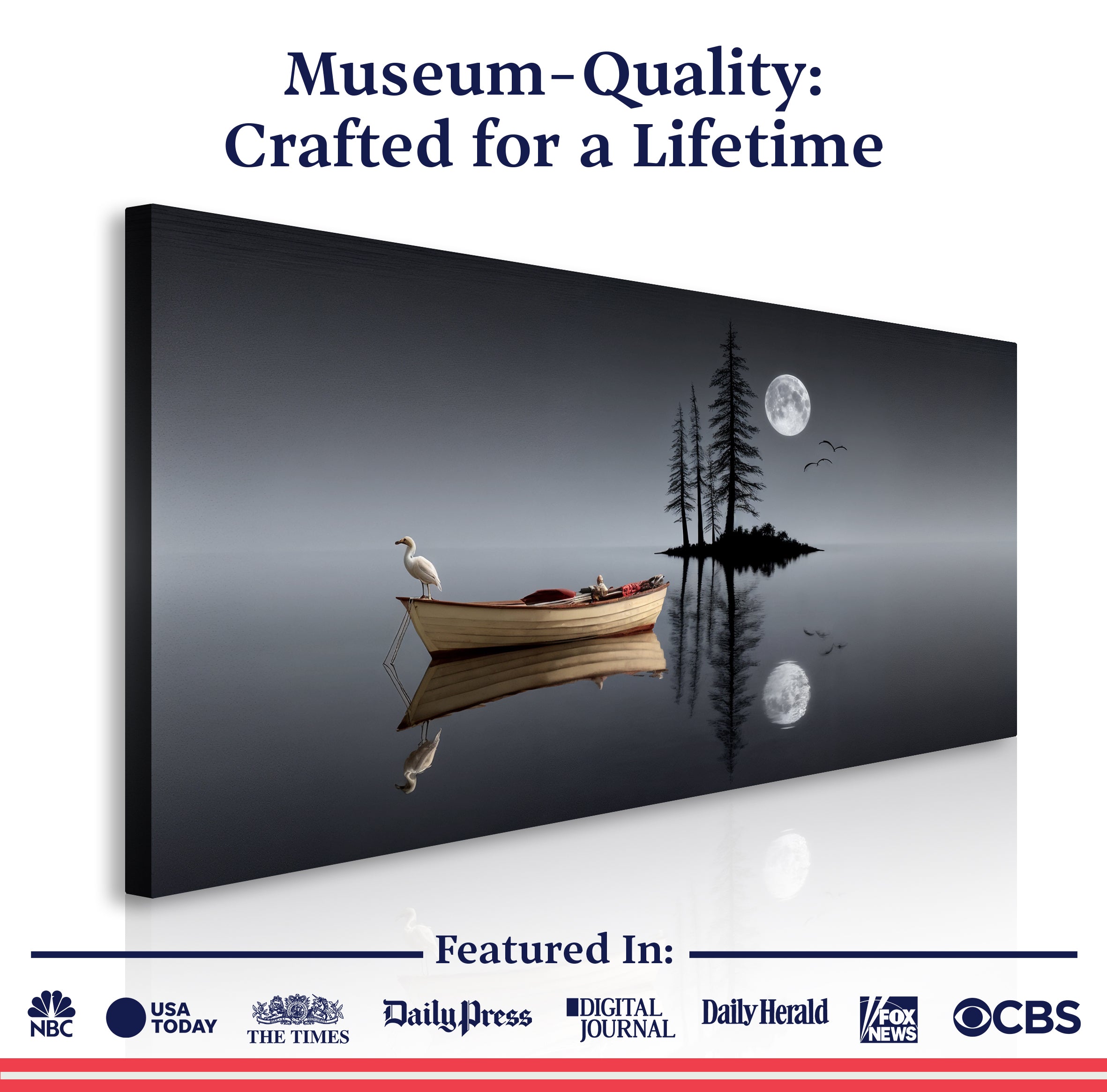 Modern Minimalist Night Lake Wall Art for Home Decor