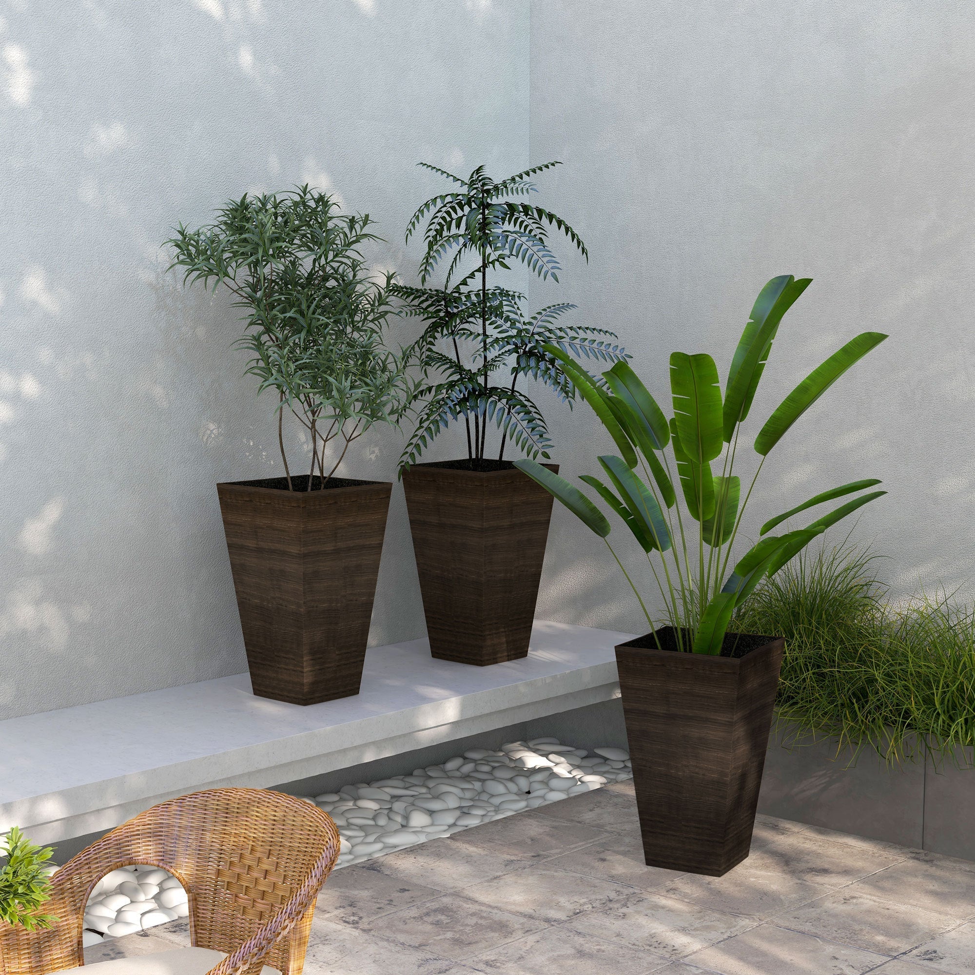 Outsunny 28" Tall Outdoor Planters, Set of 3 Large Taper Planters