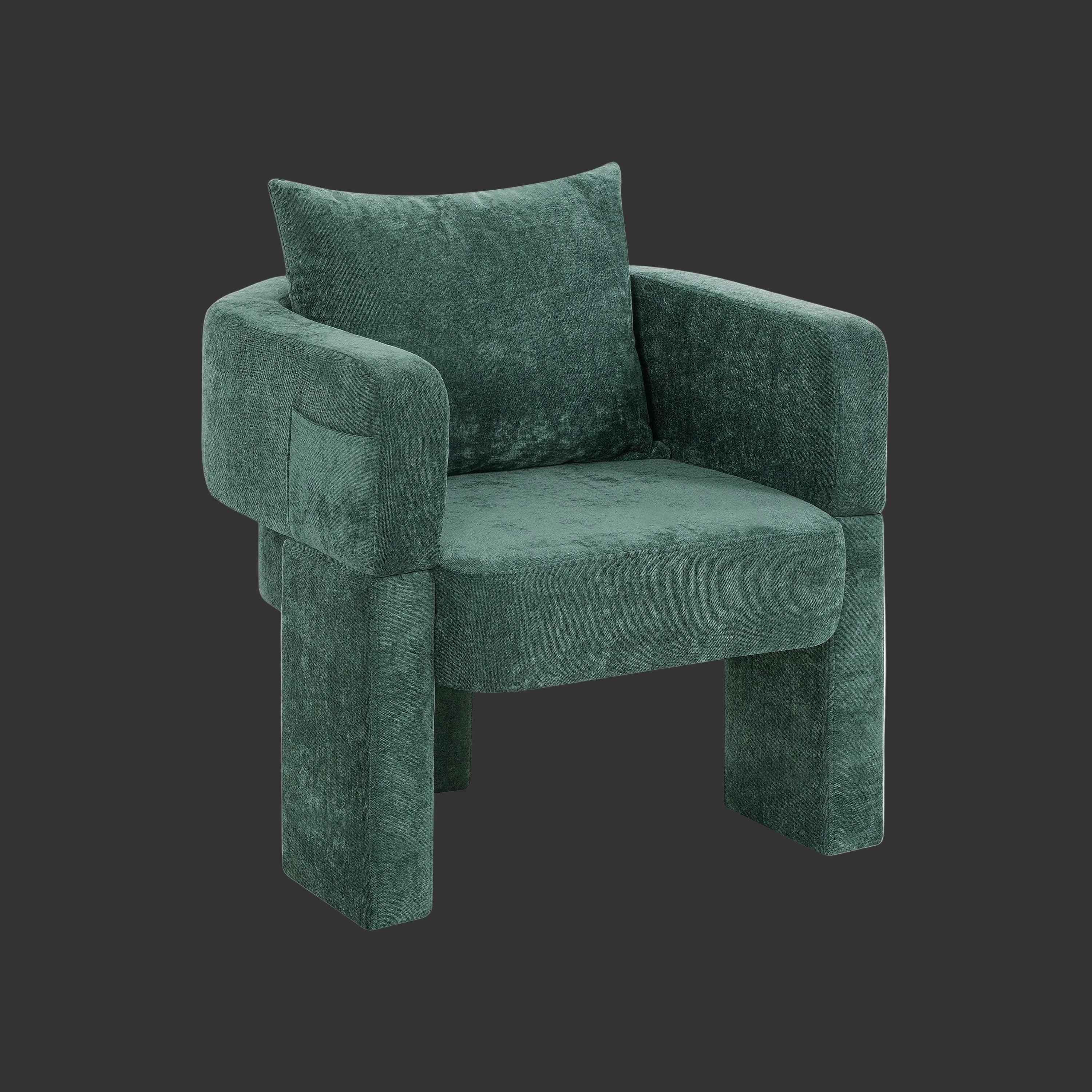 This cute little accent chair will surely bring attention. Three legs and vibrant color makes this the ideal, little splash of color to offset  the new  space you design with Dorothy's Product. This little chair is built sturdy, removable back cushion. I like it