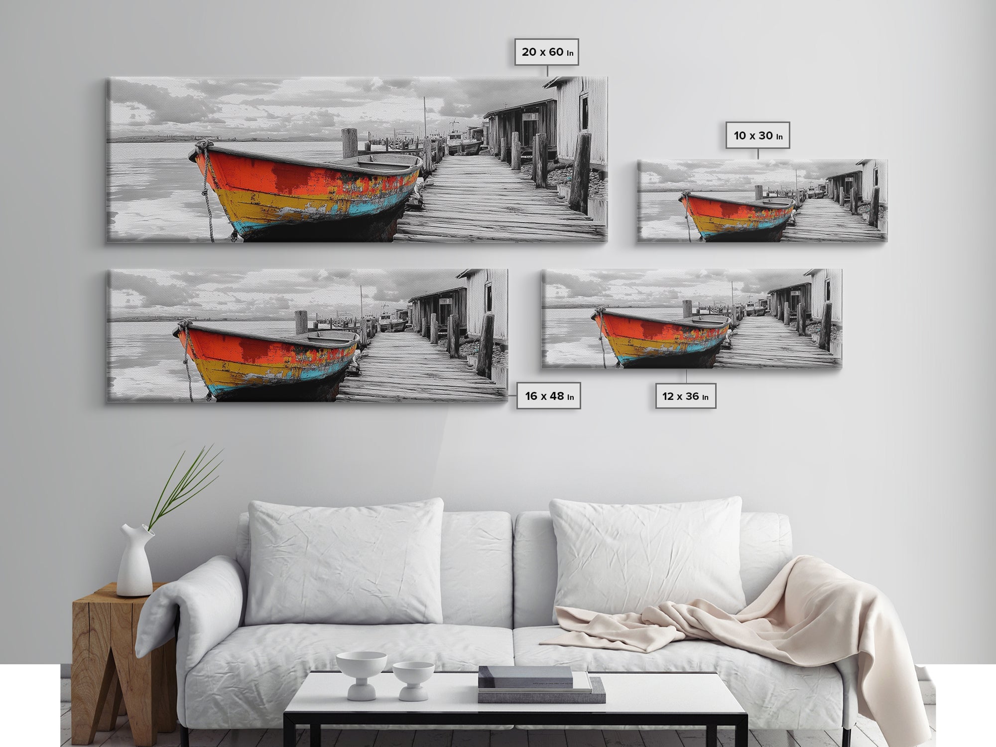 Fishing Boat Framed Canvas – Rustic Coastal Wall Art