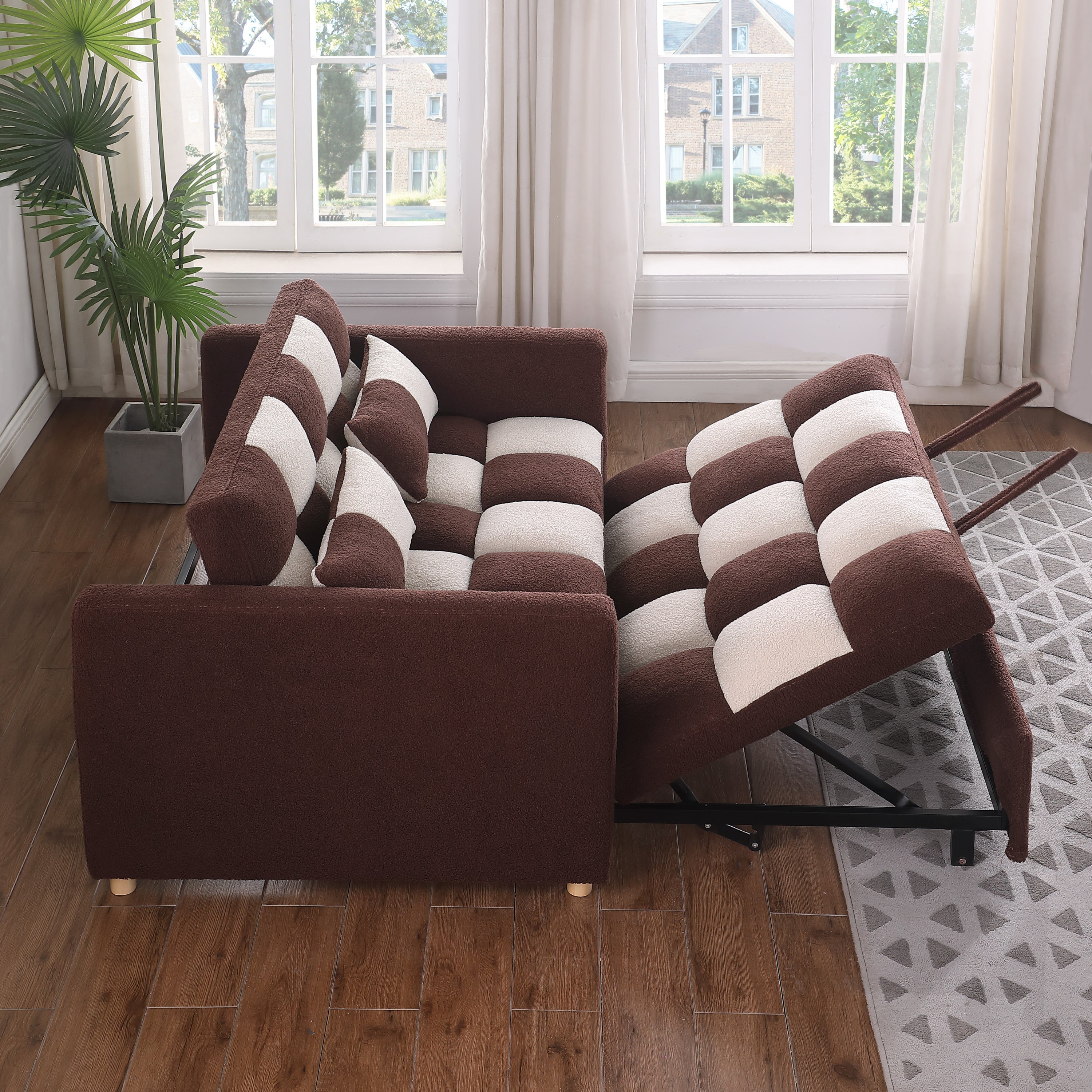3-in-1 Convertible Sleeper Sofa Bed – Small Pull-Out Loveseat with Adjustable Backrest