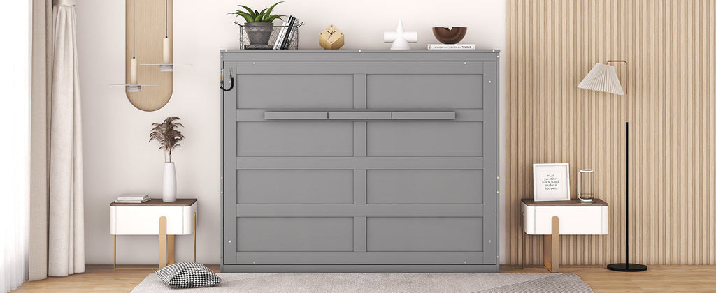 Full Size Gray Murphy Bed Wall Bed - Space Saving Solution