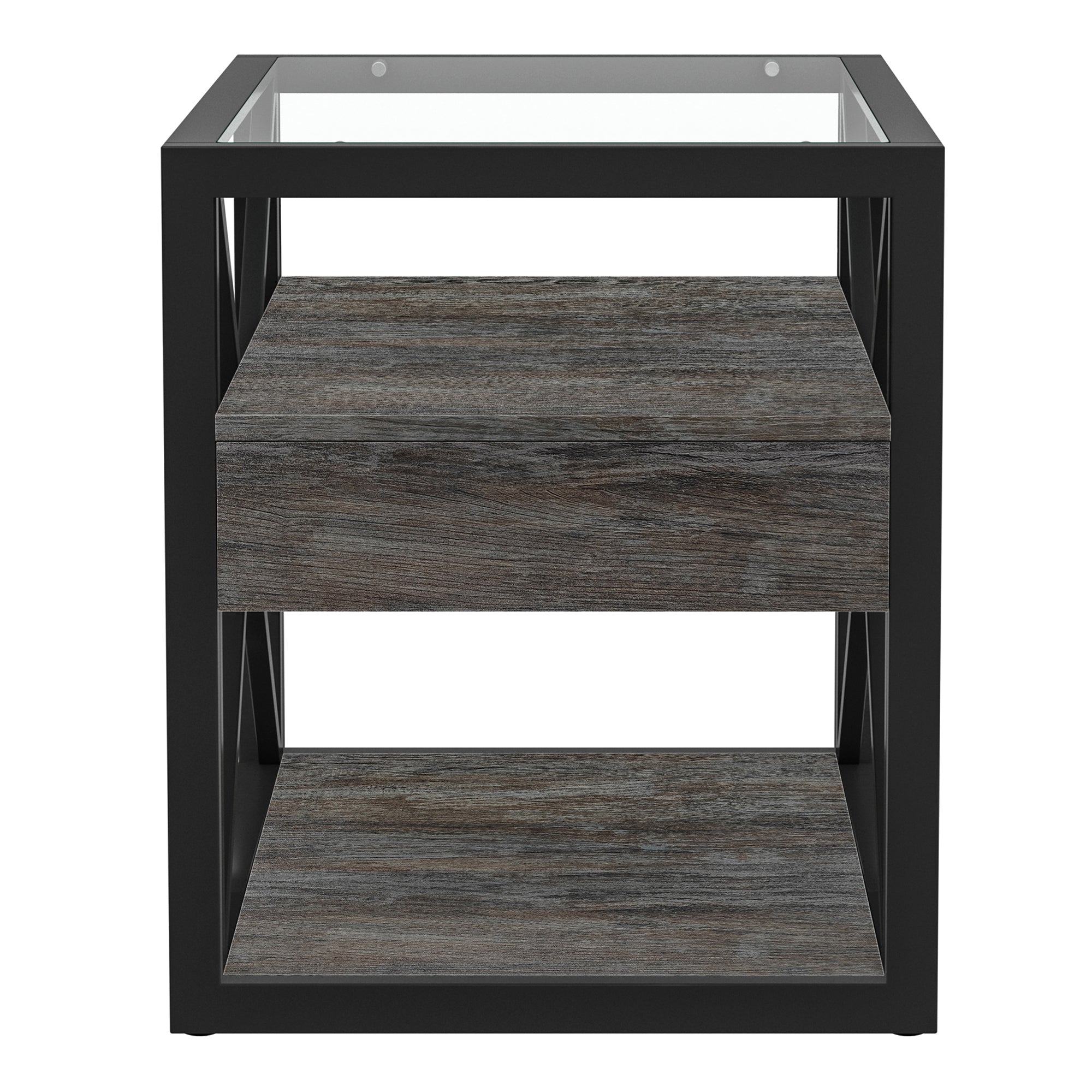 Set of 2 Modern End Tables with Drawer - Nightstand