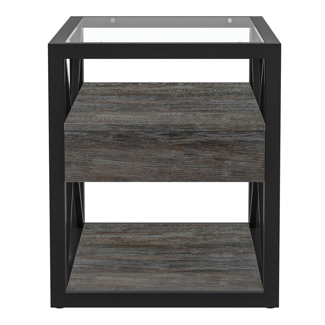 Set of 2 Modern End Tables with Drawer - Nightstand