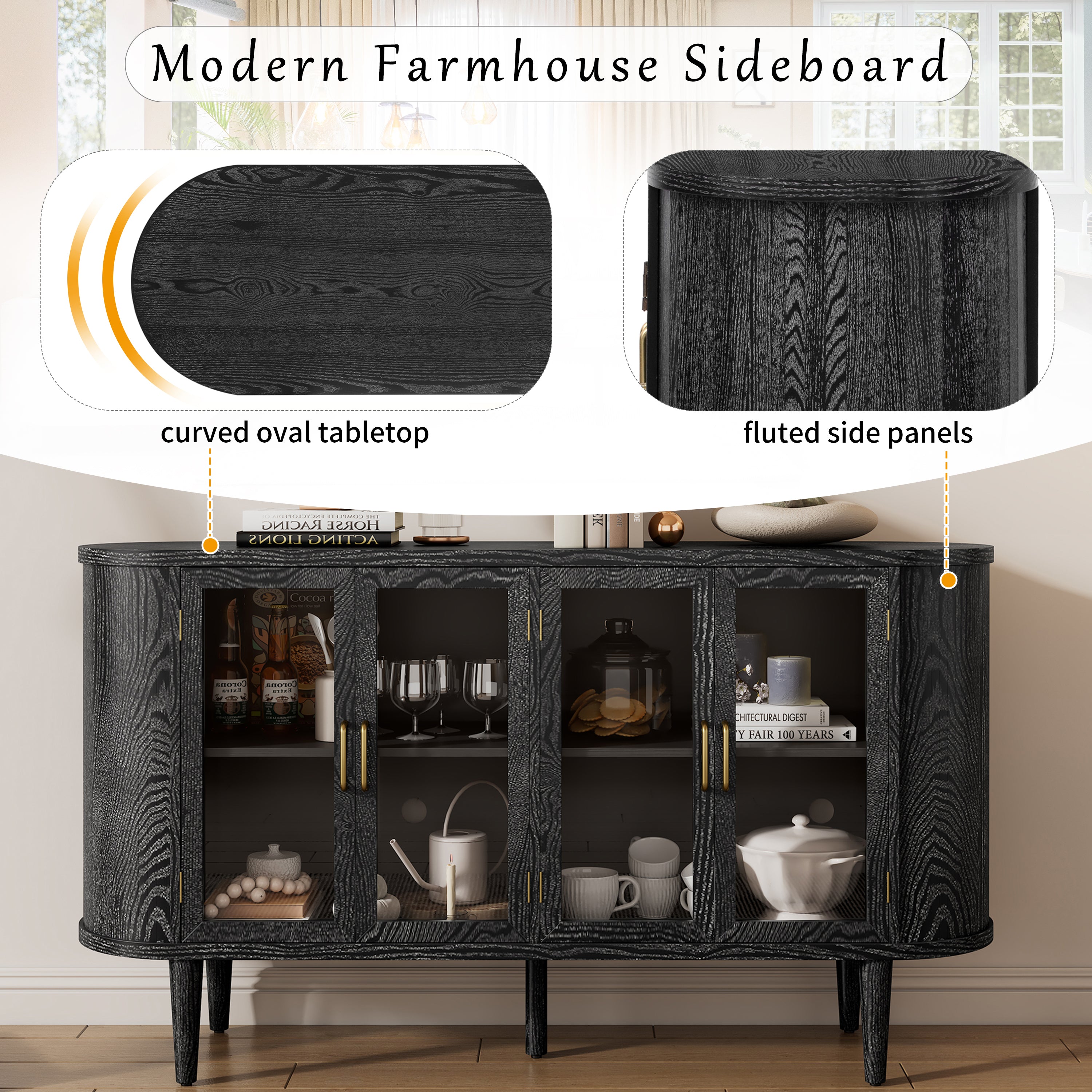 Farmhouse Sideboard Cabinet with Storage