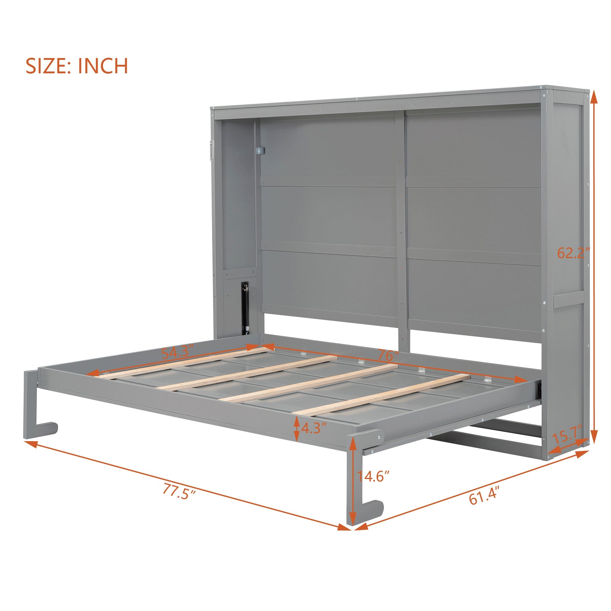 Full Size Gray Murphy Bed Wall Bed - Space Saving Solution