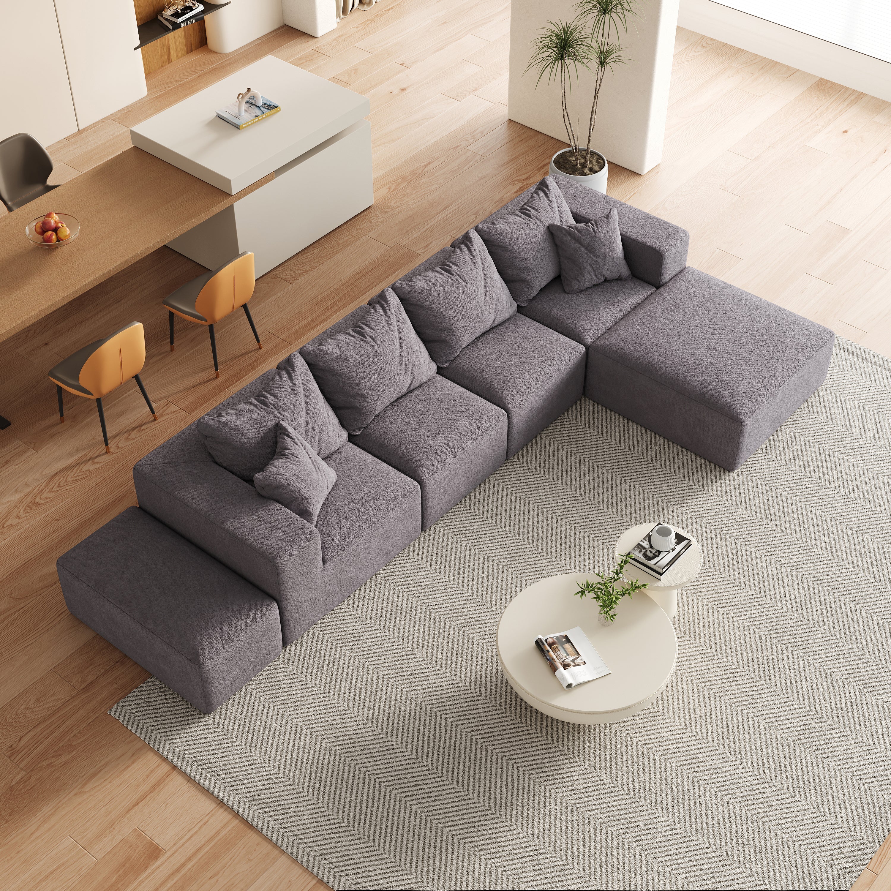 Modern Upholstered Sectional Boneless Couch Set