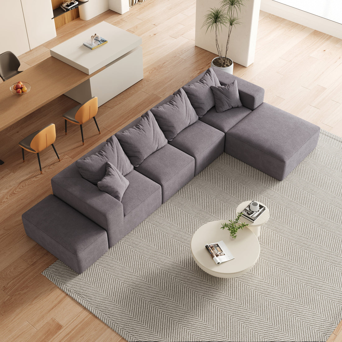 Modern Upholstered Sectional Boneless Couch Set