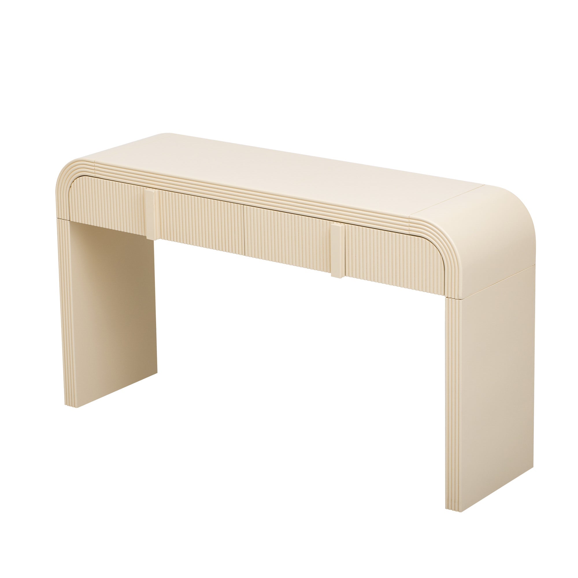 Entrance way tables, your 1st impression and convenience at hand. Modern Console Table with 2 Storage Drawers, Fluted Entryway Table with Rounded Silhouette for Hallway Living Room and Entryway (Apricot Cream)