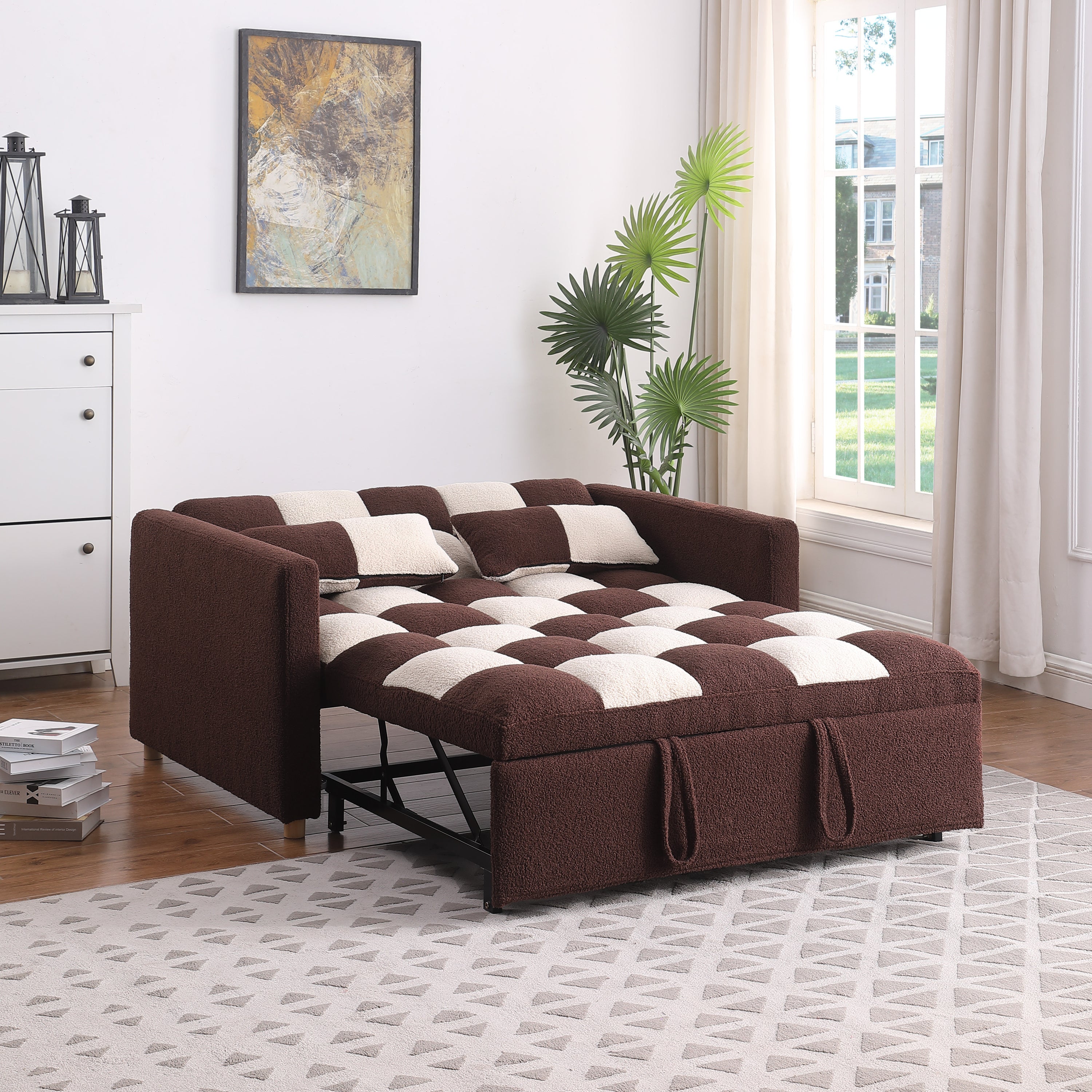 3-in-1 Convertible Sleeper Sofa Bed – Small Pull-Out Loveseat with Adjustable Backrest