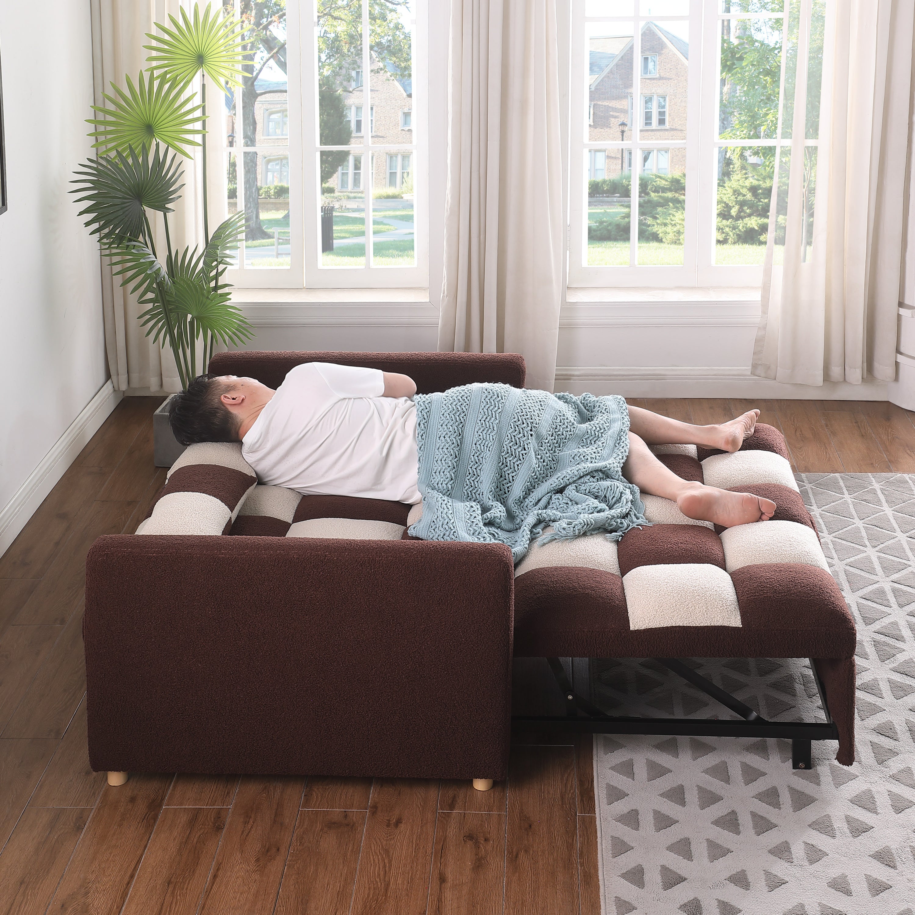 3-in-1 Convertible Sleeper Sofa Bed – Small Pull-Out Loveseat with Adjustable Backrest