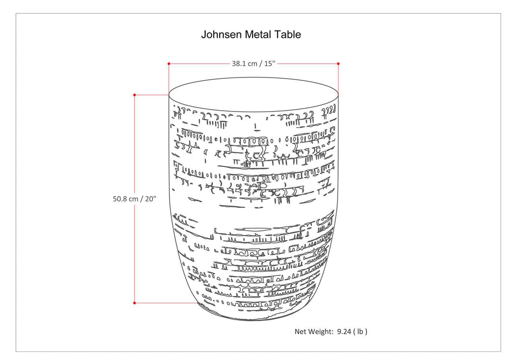 Johnsen 15 Inch Wide Tribal Pattern Metal Accent Table in Antique Silver