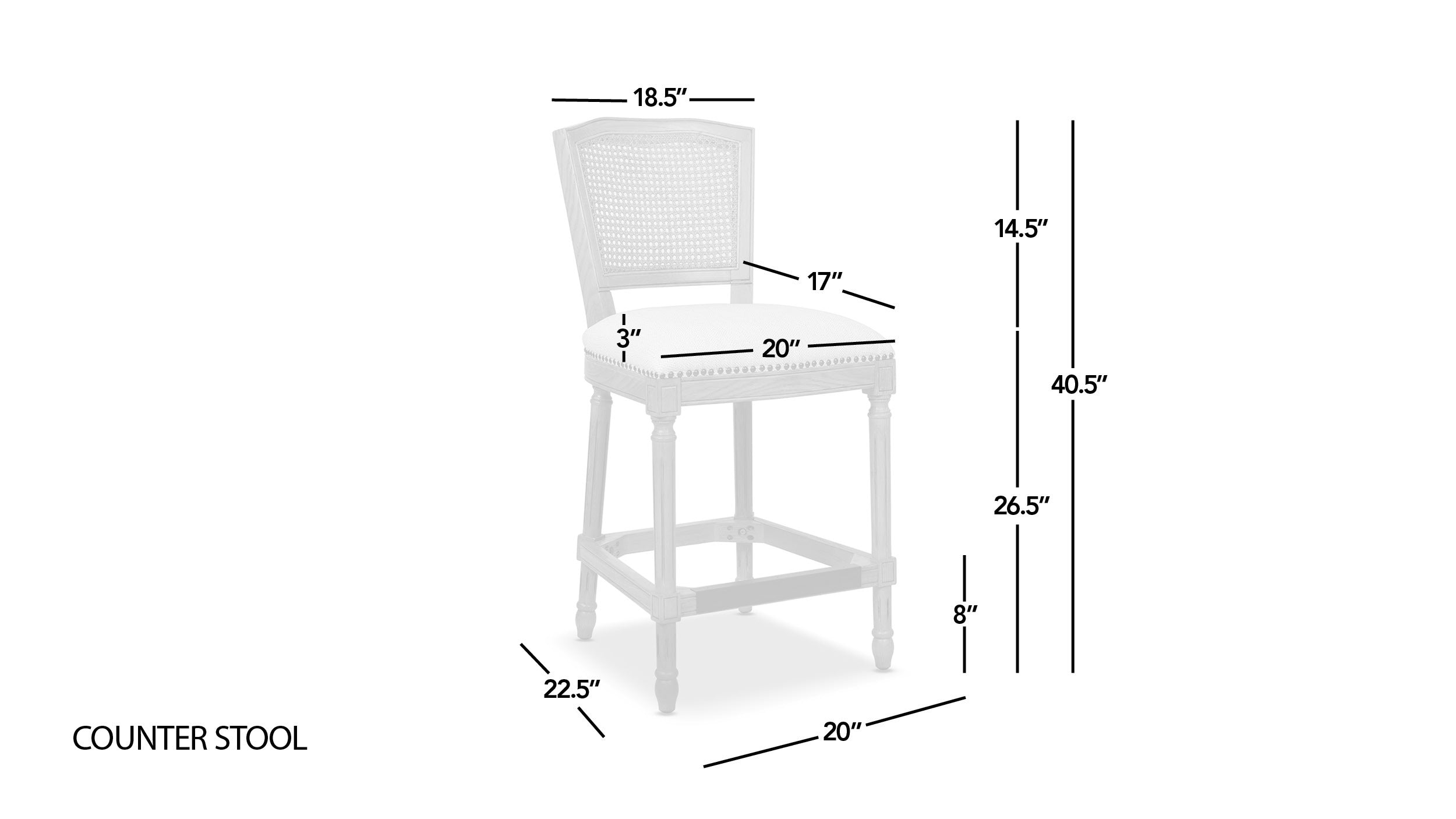 Triomphe Rattan Wicker High Back Armless Counter Bar Stool