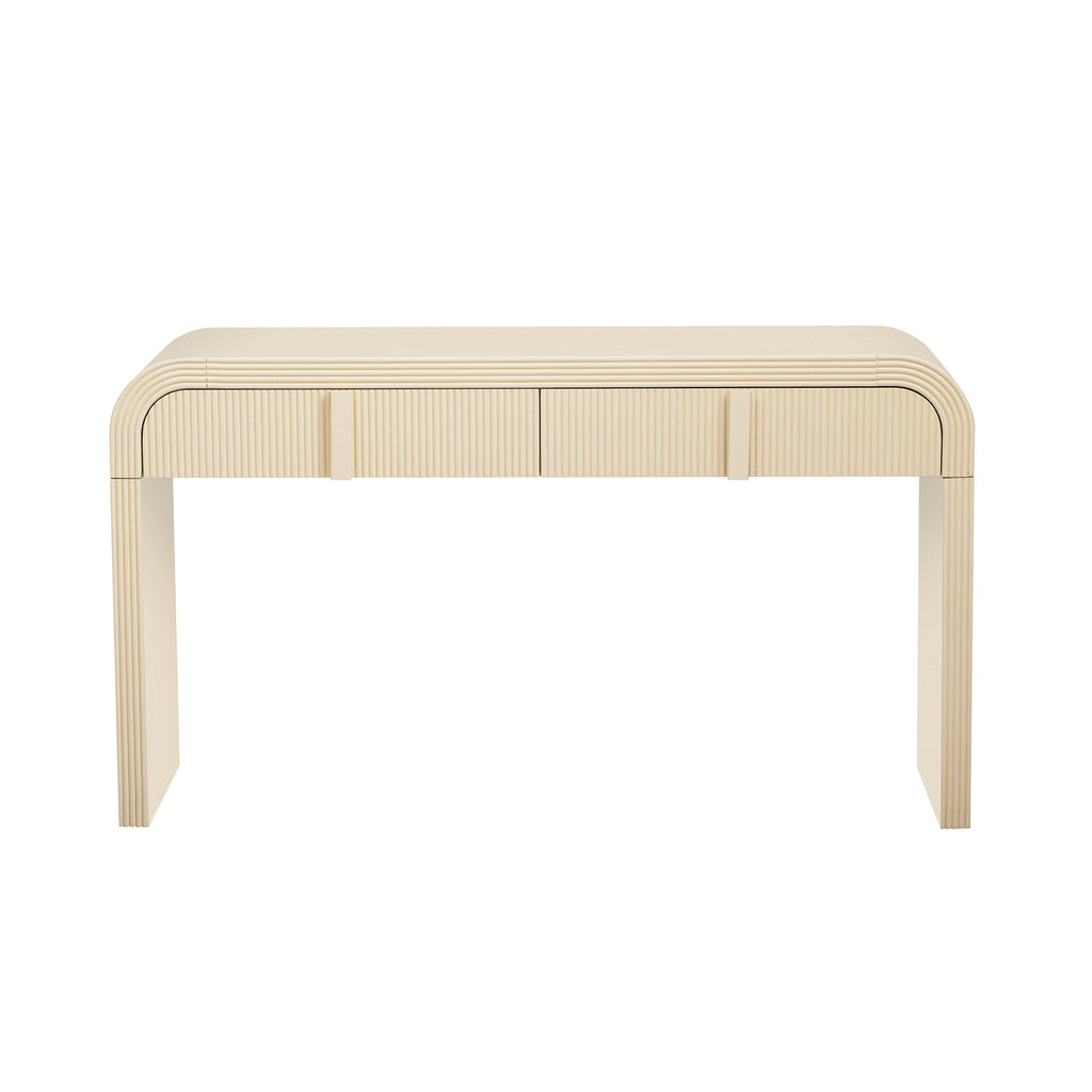 Entrance way tables, your 1st impression and convenience at hand. Modern Console Table with 2 Storage Drawers, Fluted Entryway Table with Rounded Silhouette for Hallway Living Room and Entryway (Apricot Cream)