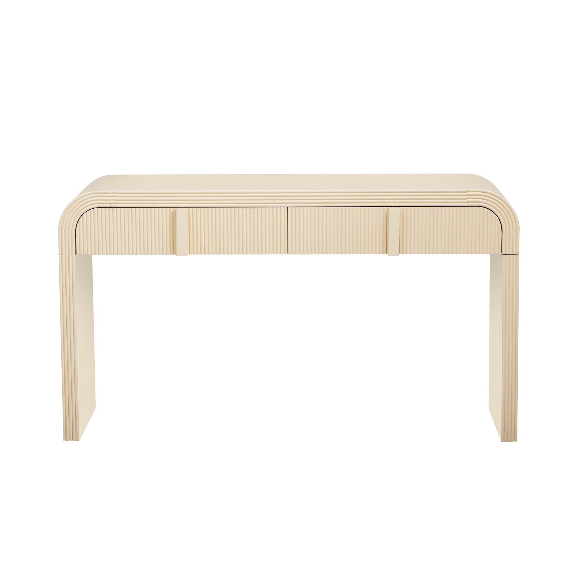 Entrance way tables, your 1st impression and convenience at hand. Modern Console Table with 2 Storage Drawers, Fluted Entryway Table with Rounded Silhouette for Hallway Living Room and Entryway (Apricot Cream)